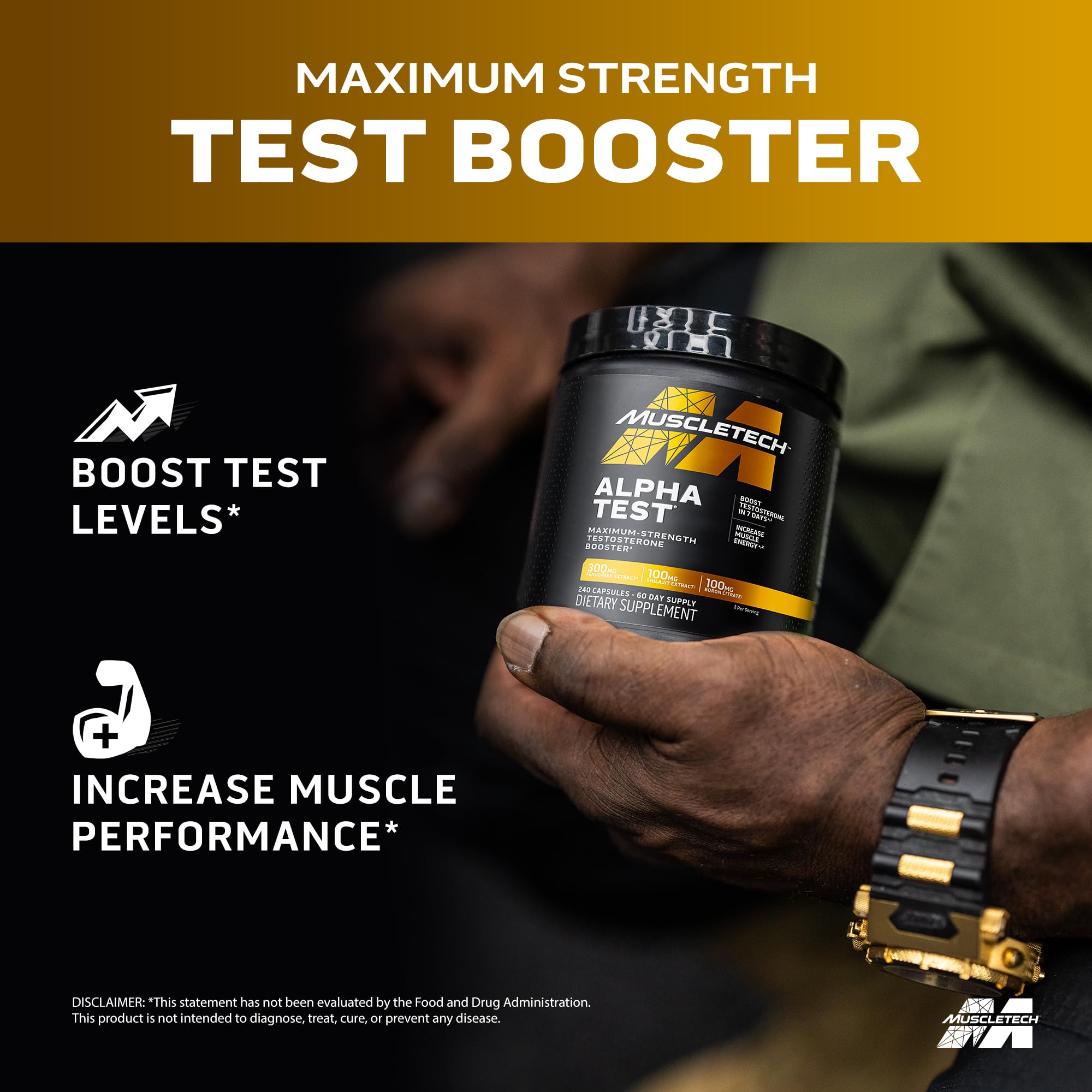 Foto 3 pulgar | Potenciador De Testosterona Muscletech Alphatest 240 Píldoras - Venta Internacional.