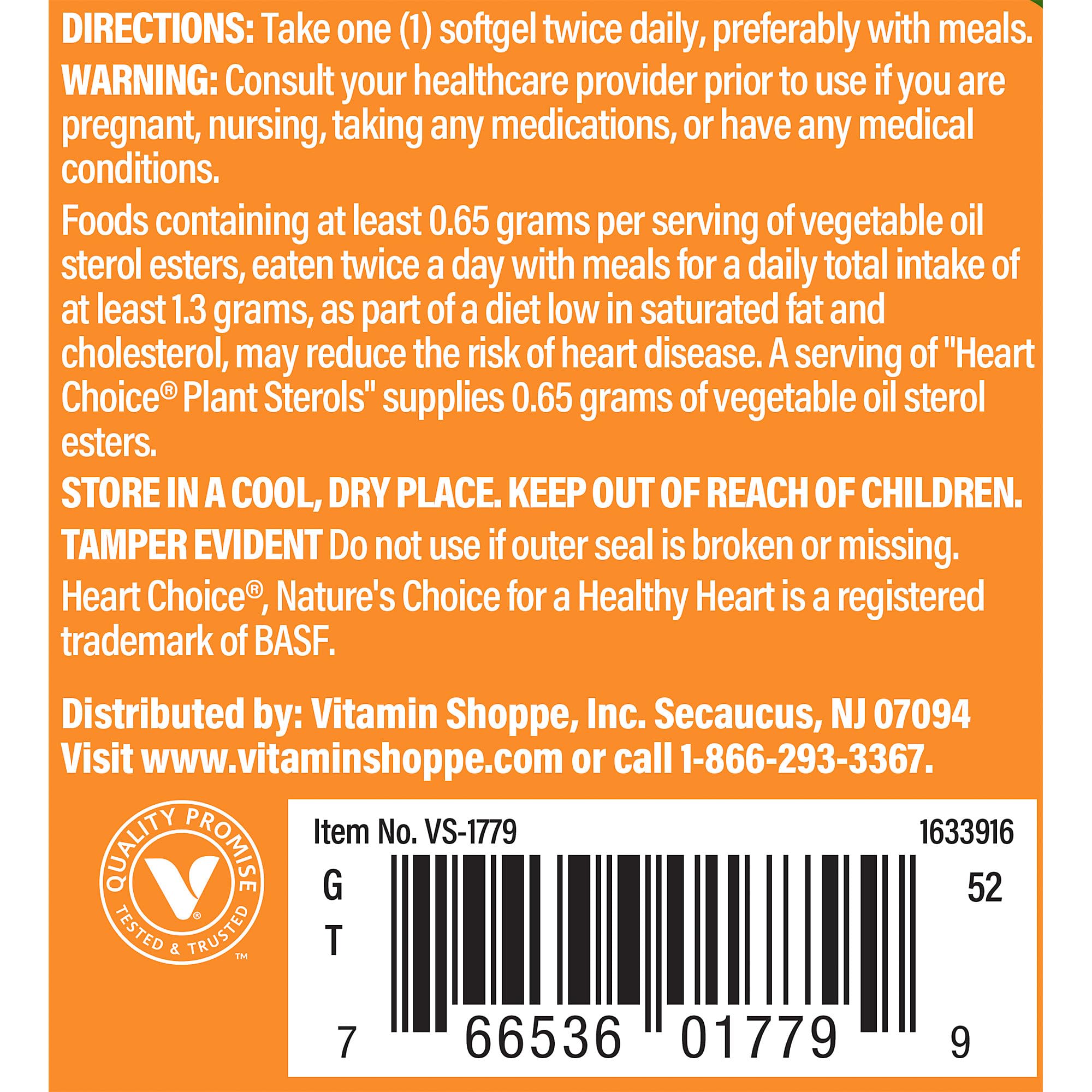 Foto 3 | Complemente Los Esteroles Vegetales The Vitamin Shoppe Heart Choice - Venta Internacional.