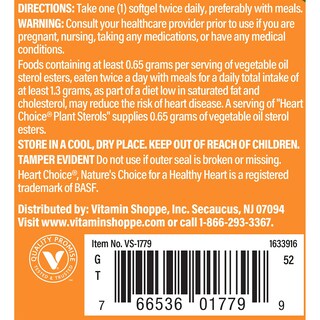 Foto 3 | Complemente Los Esteroles Vegetales The Vitamin Shoppe Heart Choice - Venta Internacional.