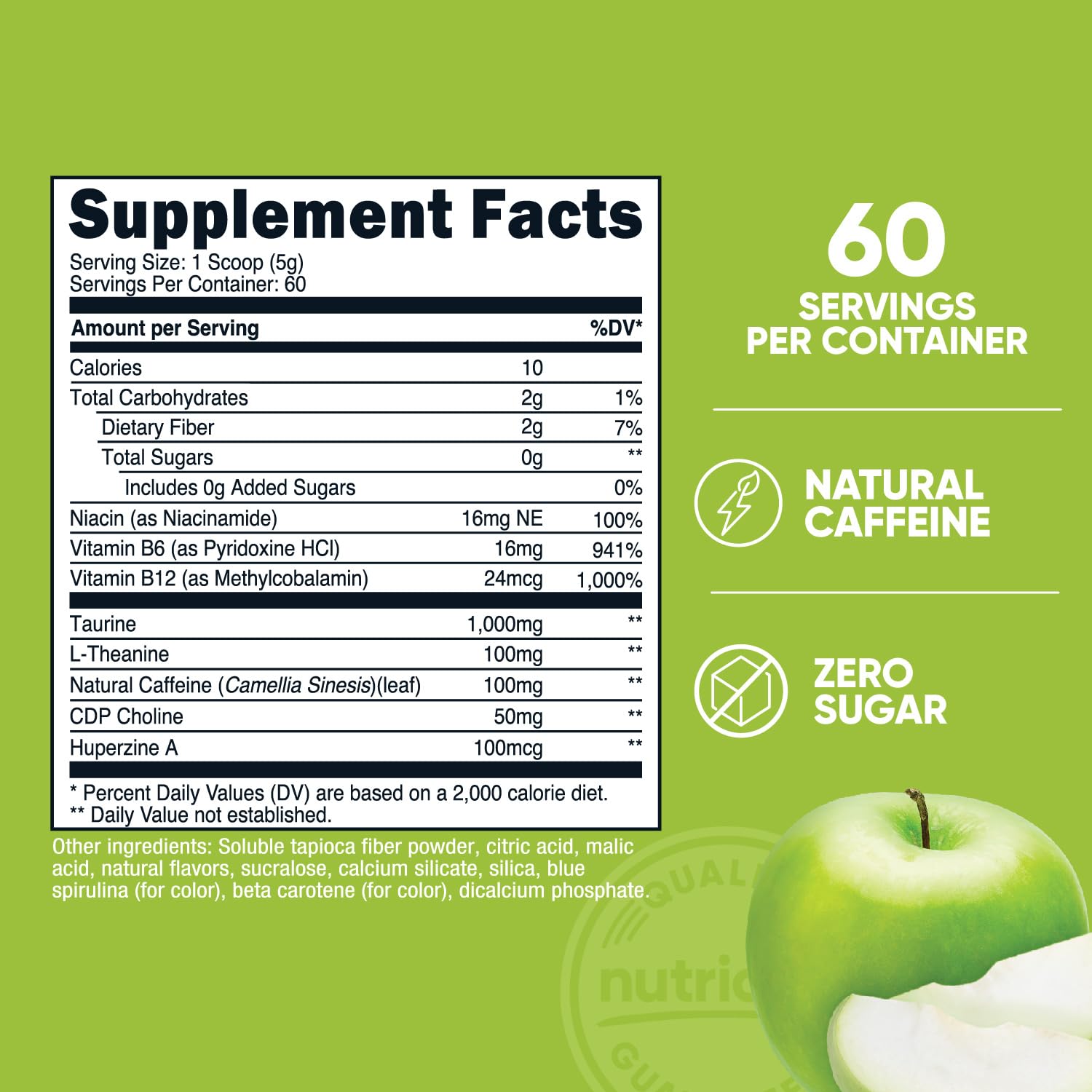 Foto 3 pulgar | Energy Powder Nutricost Energy Complex  Manzana Verde  300 G - Venta Internacional.