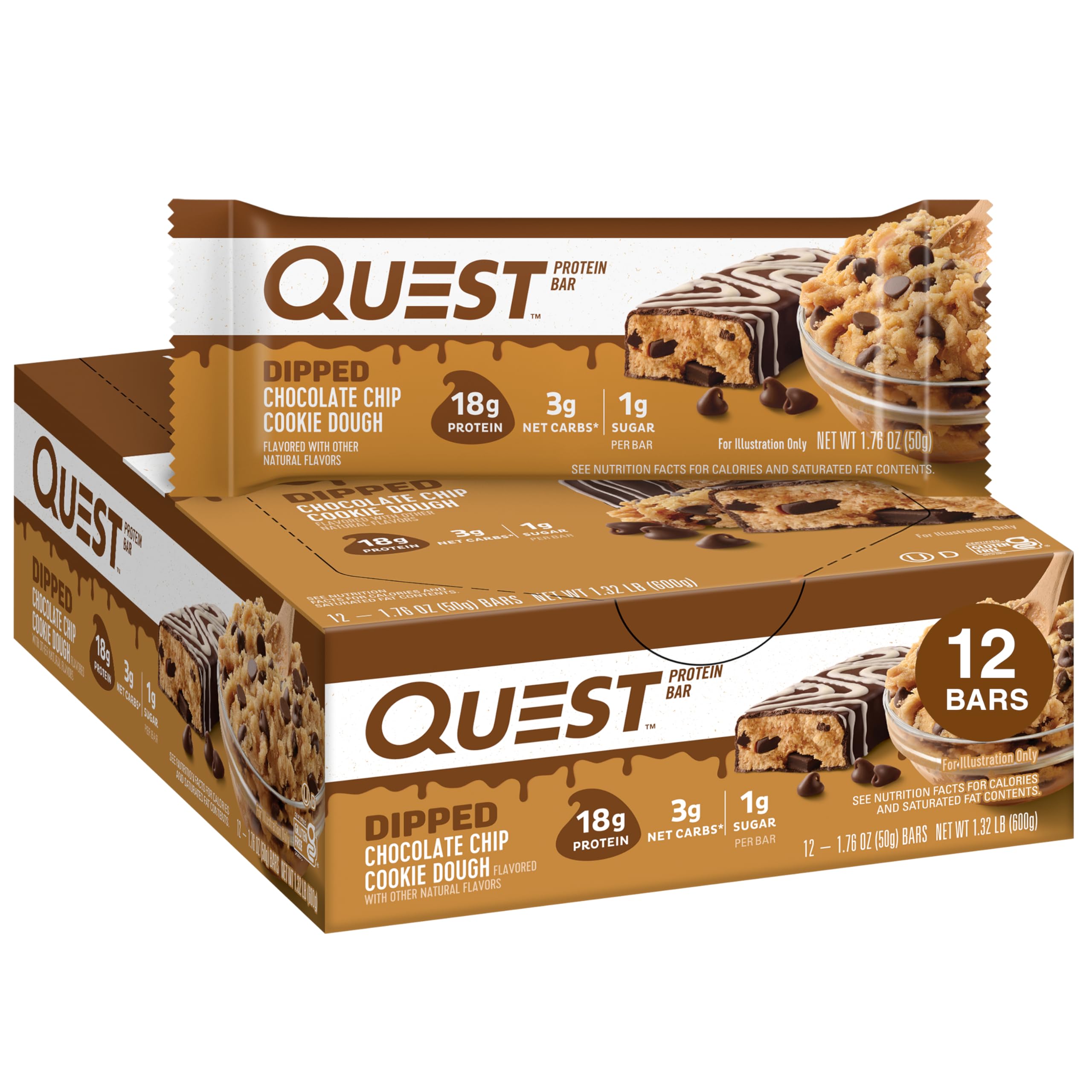 Foto 2 pulgar | Protein Bars Quest Nutrition Con Chispas De Chocolate Bañadas  50 G - Venta Internacional.