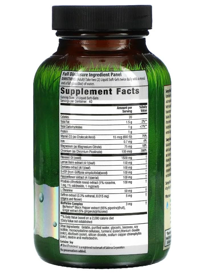 Foto 3 pulgar | Suplemento Sunny Mood De Irwin Naturals  80 Cápsulas Blandas  40 Porciones - Venta Internacional.