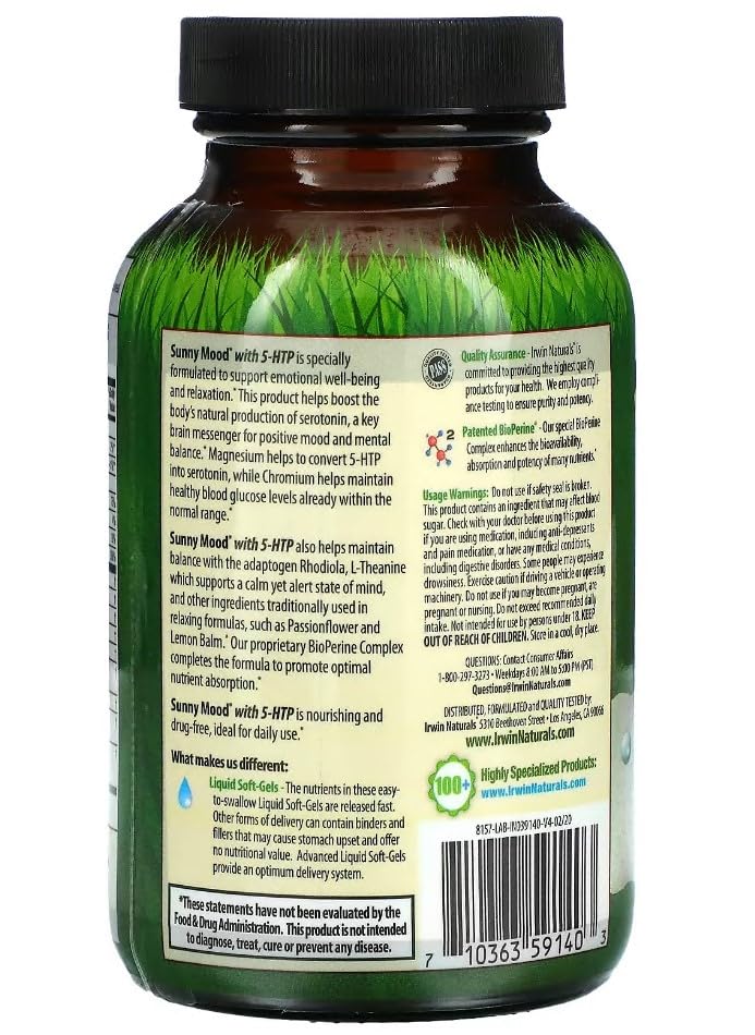 Foto 4 pulgar | Suplemento Sunny Mood De Irwin Naturals  80 Cápsulas Blandas  40 Porciones - Venta Internacional.