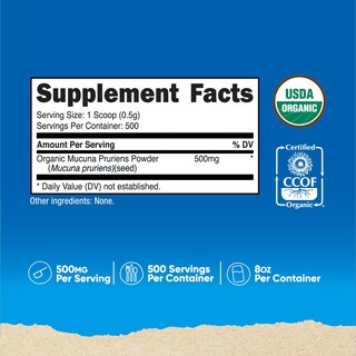 Foto 2 | Suplemento Nutricost Organic Mucuna Pruriens En Polvo 250 G - Venta Internacional.