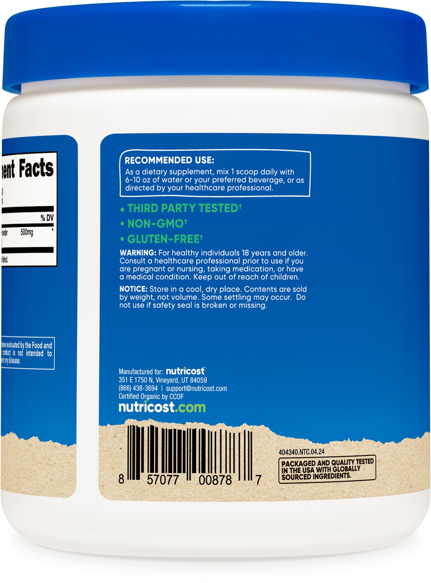 Foto 5 pulgar | Suplemento Nutricost Organic Mucuna Pruriens En Polvo 250 G - Venta Internacional.
