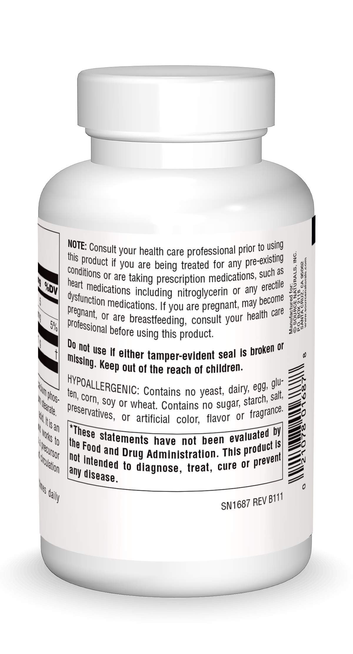 Foto 3 pulgar | Suplement Source Naturals  L-arginina En Forma Libre  500 Mg  100 Cápsulas - Venta Internacional.