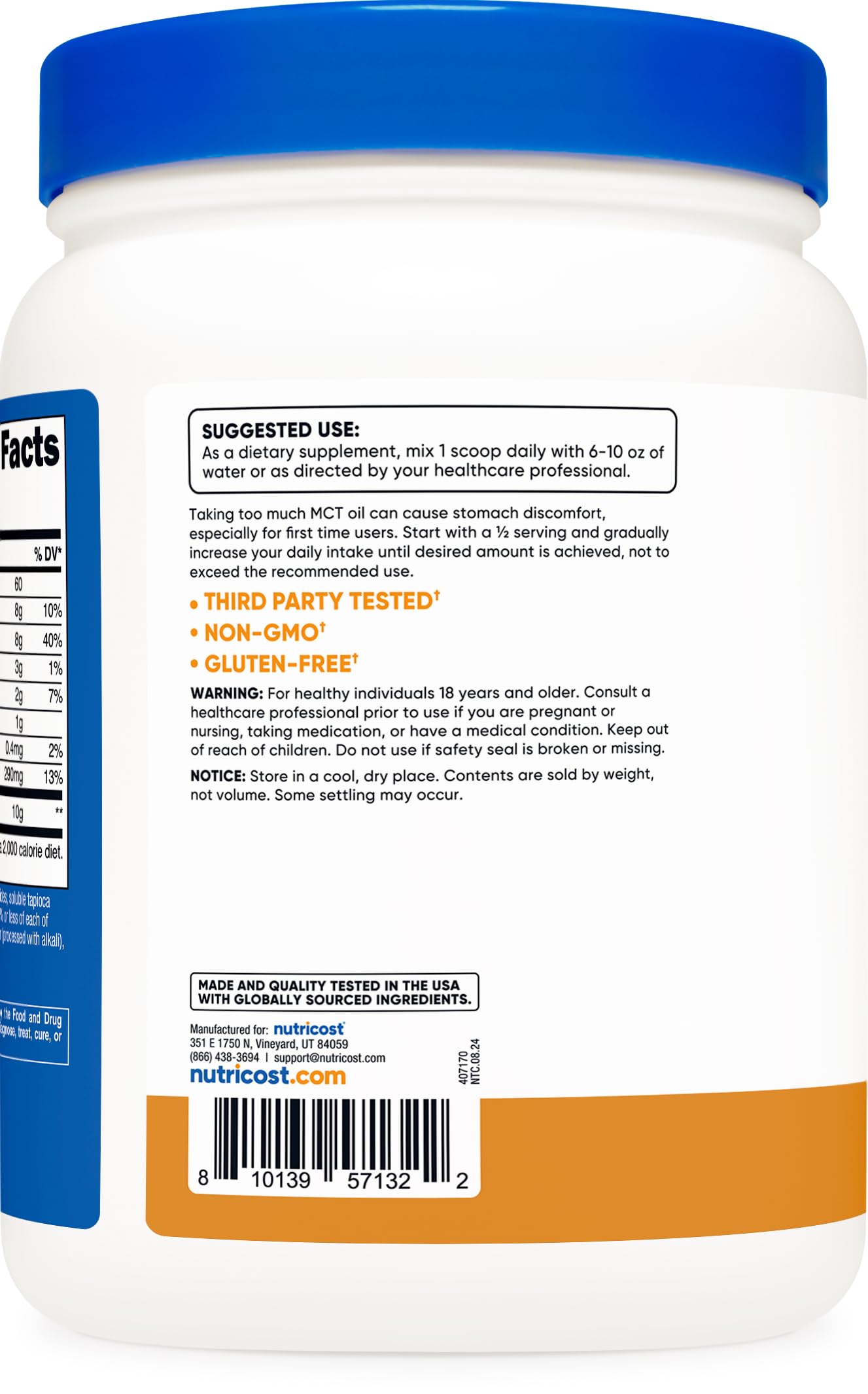 Foto 4 | Aceite Mct En Polvo Nutricost Premium Con Sabor A Caramelo Salado  454 G - Venta Internacional.