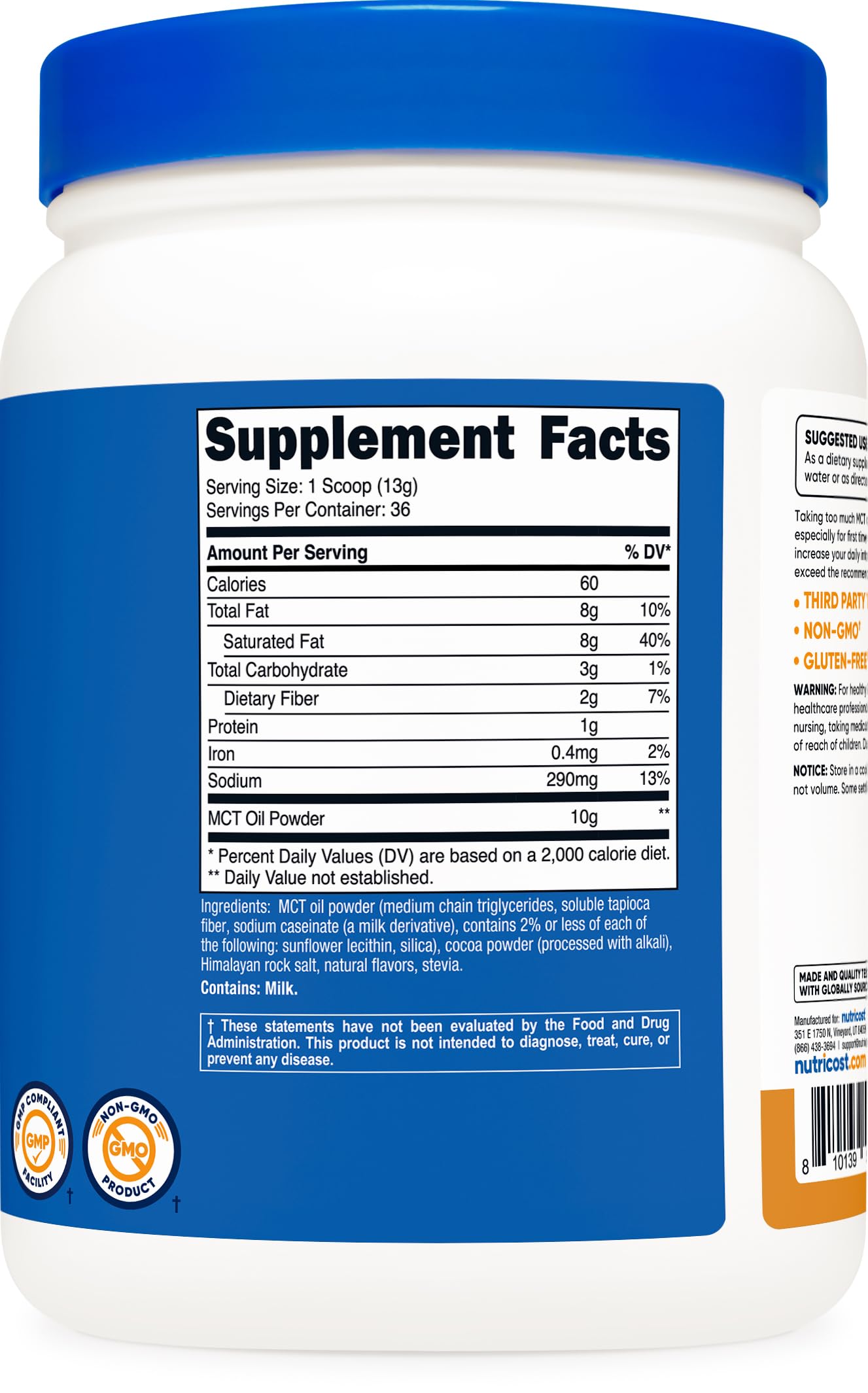 Foto 5 | Aceite Mct En Polvo Nutricost Premium Con Sabor A Caramelo Salado  454 G - Venta Internacional.