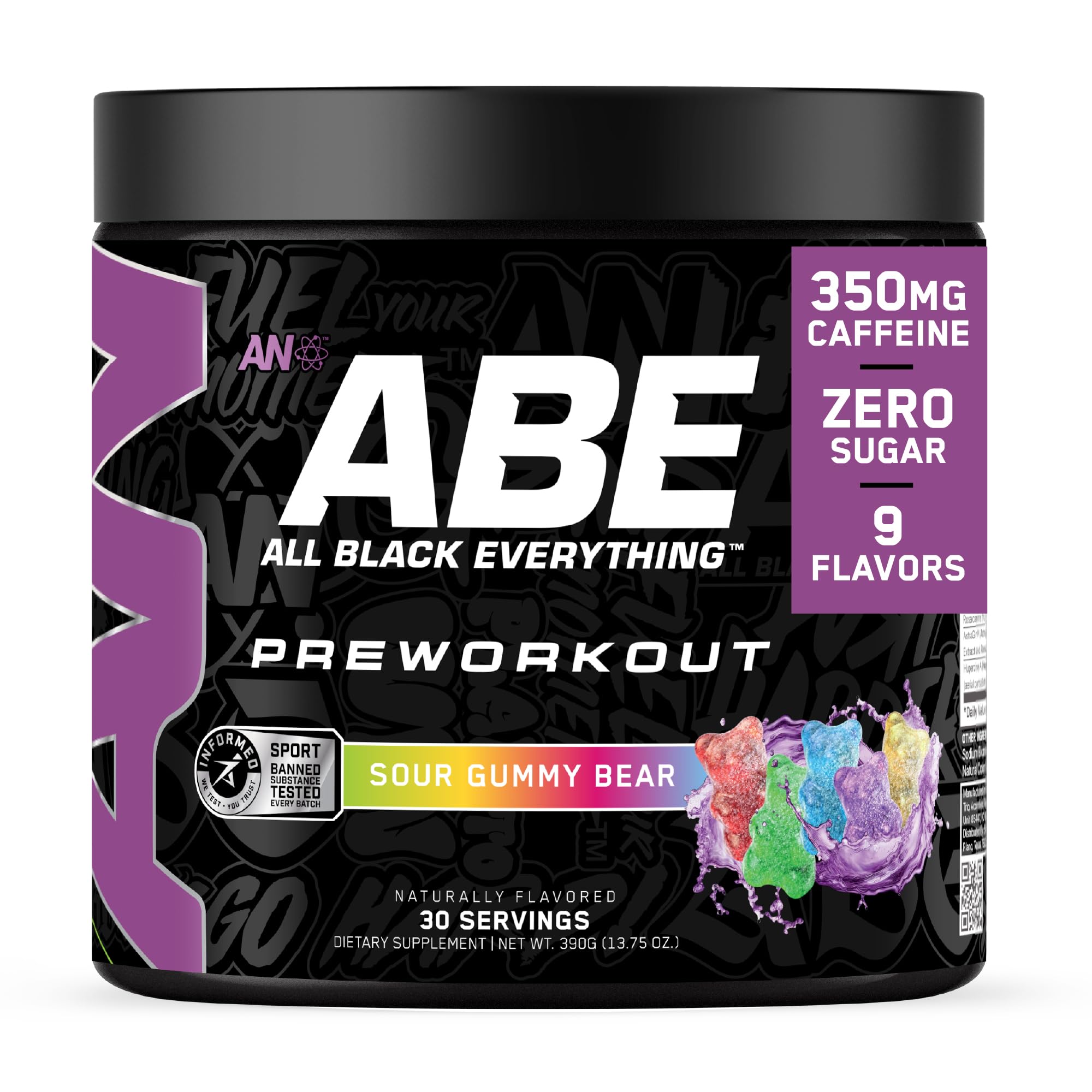 Foto 1 | Pre Workout Powder Abe All Black Everything Sour Gummy 30 Dosis - Venta Internacional