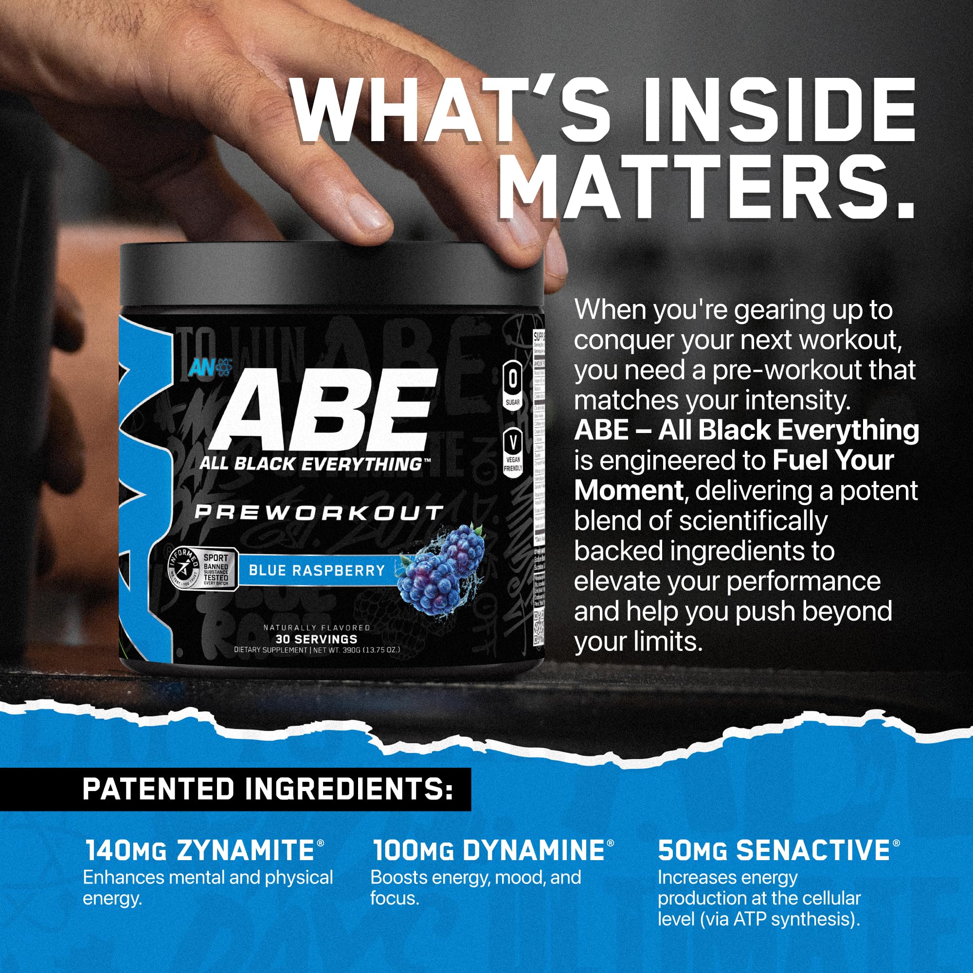 Foto 3 | Pre Workout Powder Abe All Black Everything Sour Gummy 30 Dosis - Venta Internacional