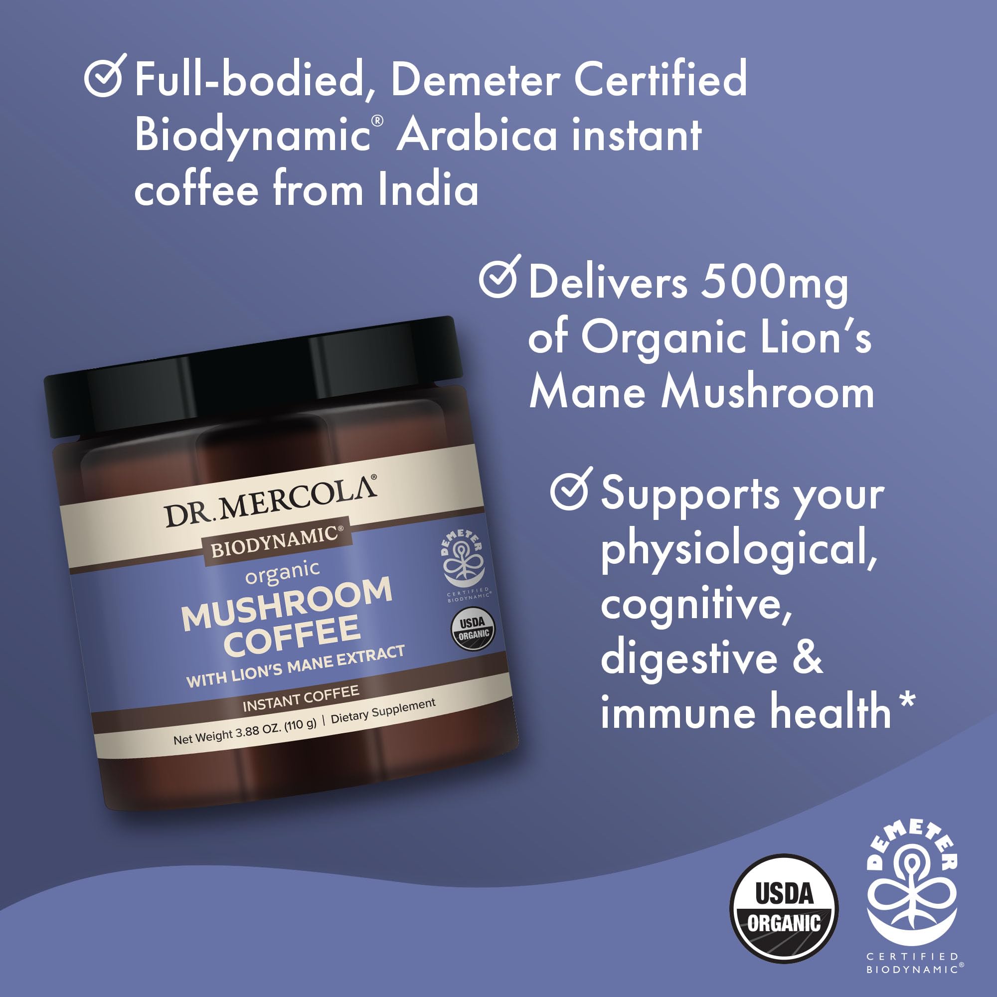 Foto 7 pulgar | Suplemento Dr. Mercola Mushroom Coffee Con Melena De León 110 G - Venta Internacional.
