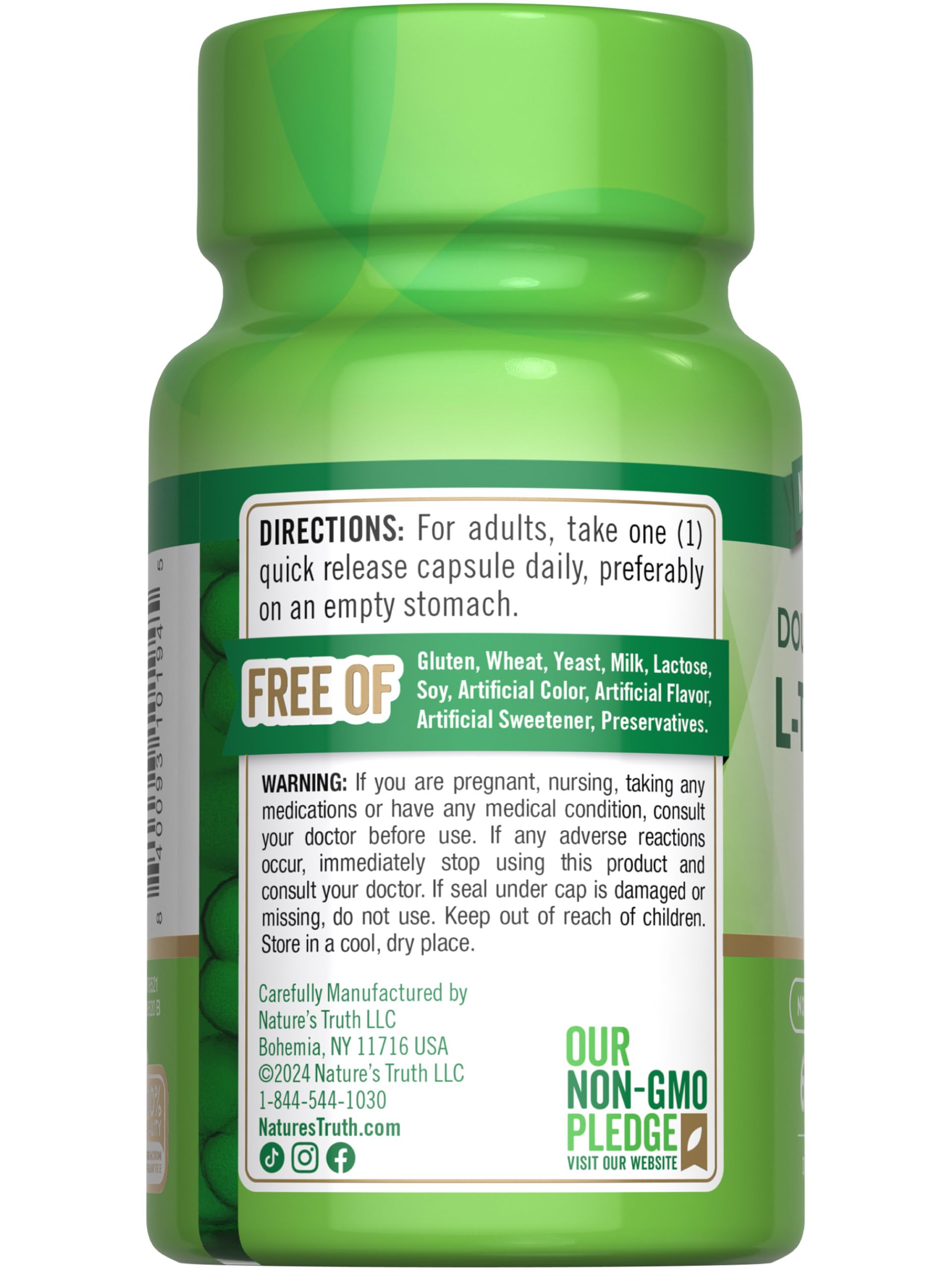 Foto 8 pulgar | Suplemento Nature's Truth L-teanina 200 Mg 60 Cápsulas - Venta Internacional.