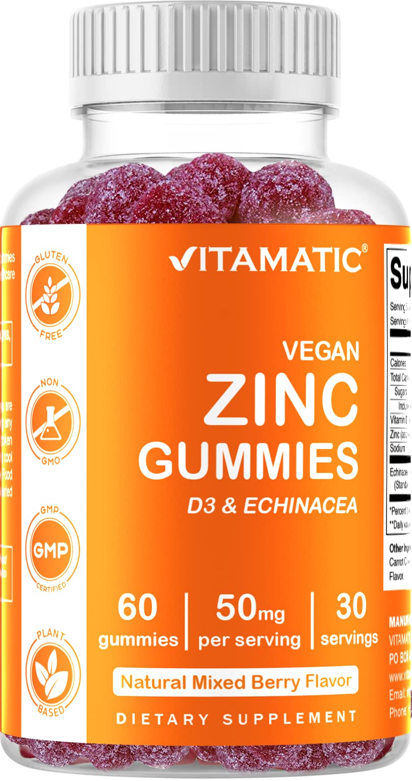 Foto 2 pulgar | Suplemento Vitamático De Zinc En Gomitas De 50 Mg  60 Gomitas Veganas - Venta Internacional.