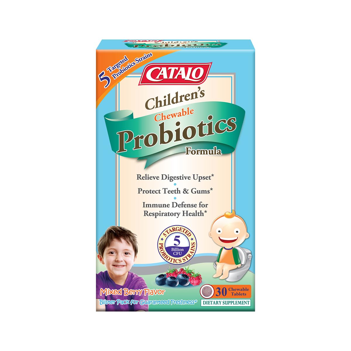 Foto 2 pulgar | Probiotics Catalo Children's Masticable 5b 5 Cepas 30 Comprimidos - Venta Internacional.