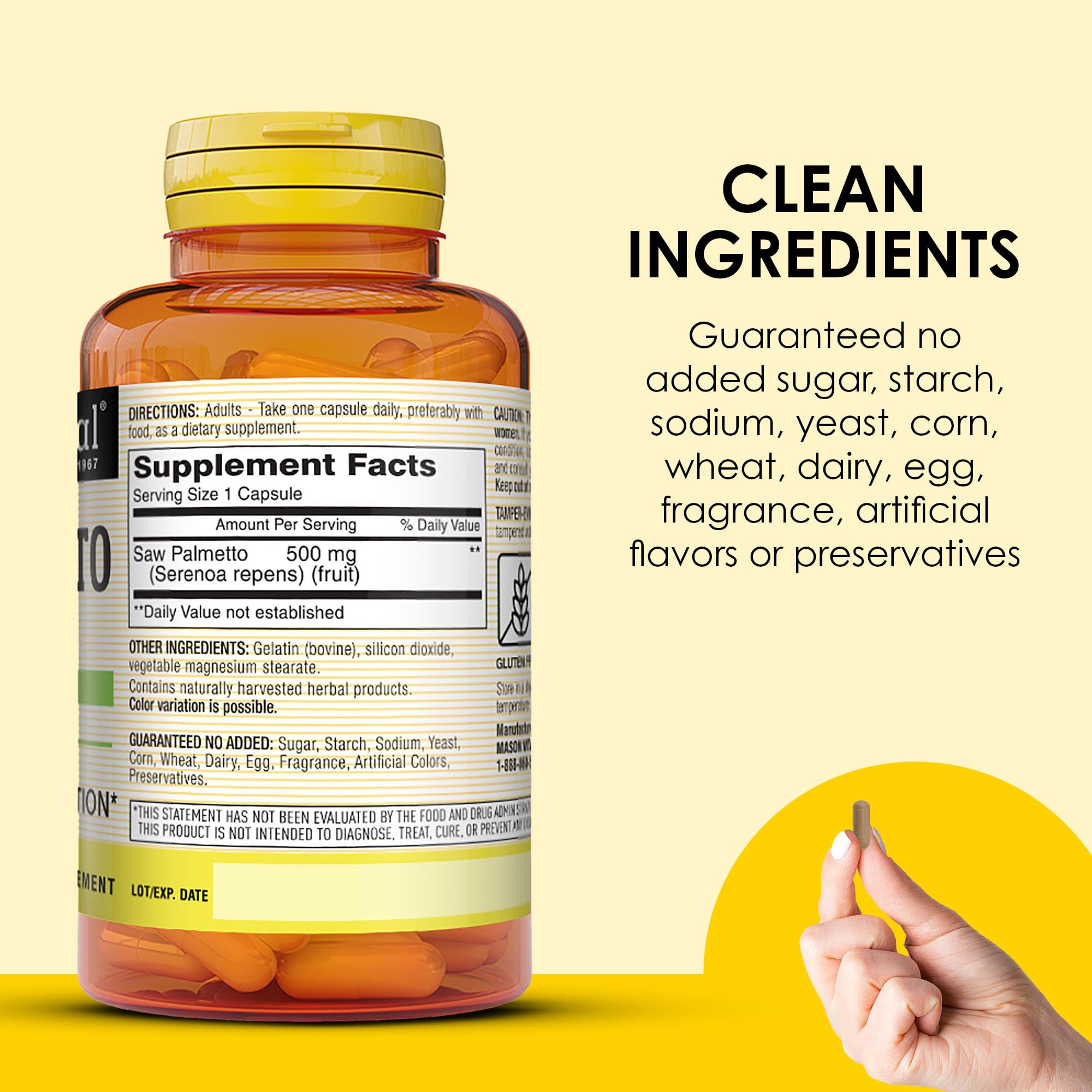 Foto 5 | Suplemento Mason Natural Saw Palmetto 500 Mg Para Próstata 90 Cápsulas - Venta Internacional.