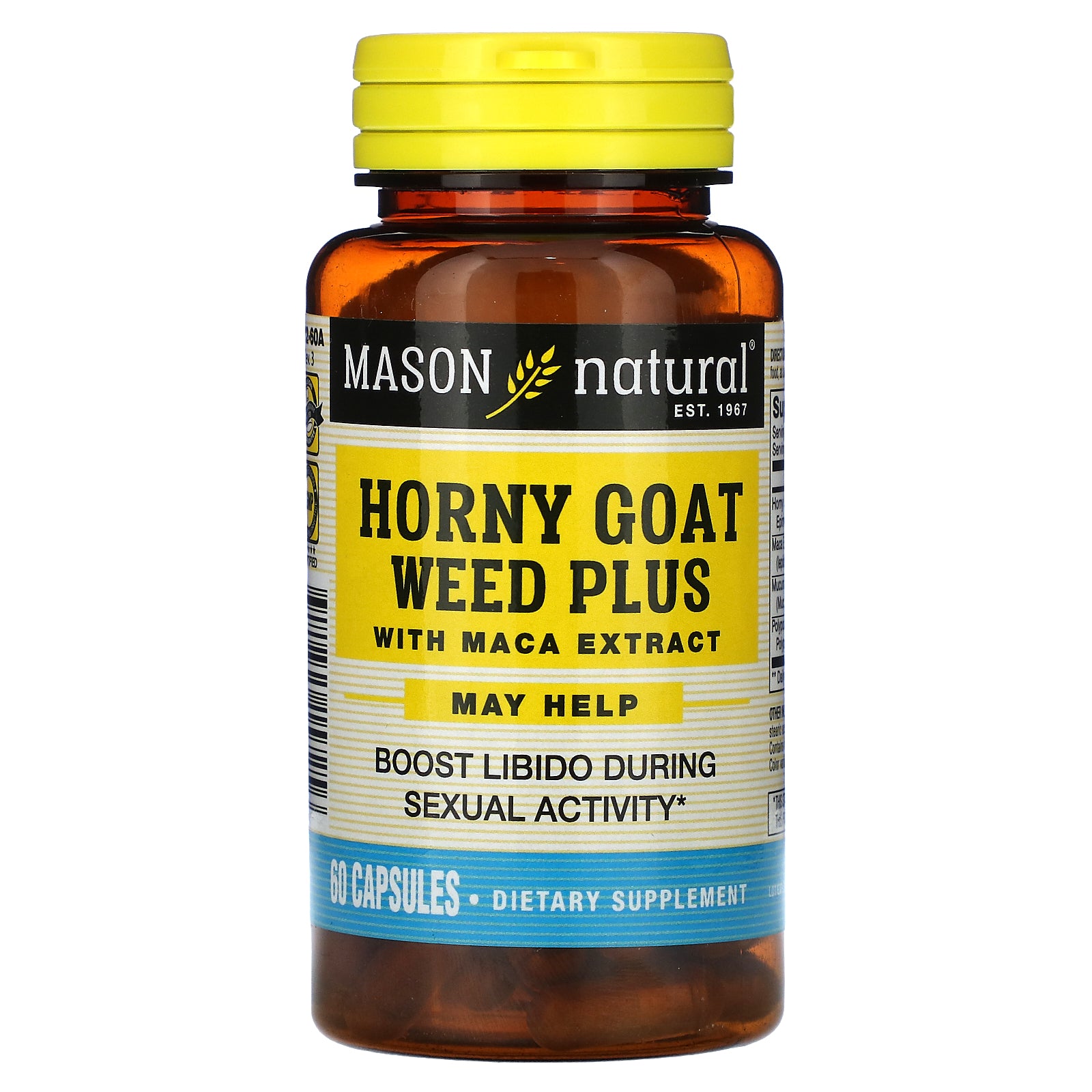Foto 2 pulgar | Suplemento Mason Natural Horny Goat Weed Plus Con Maca 60 Cápsulas - Venta Internacional.