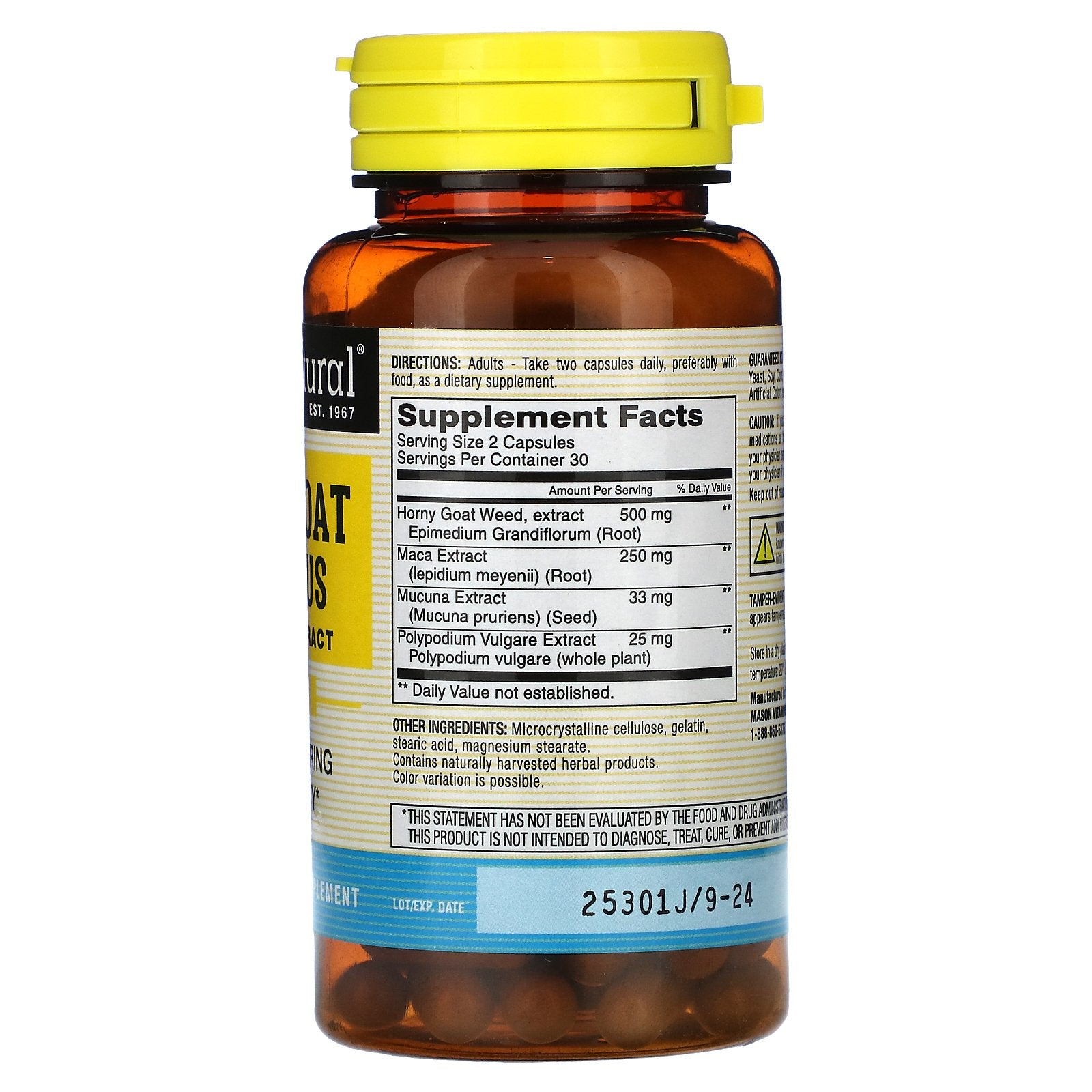 Foto 3 pulgar | Suplemento Mason Natural Horny Goat Weed Plus Con Maca 60 Cápsulas - Venta Internacional.