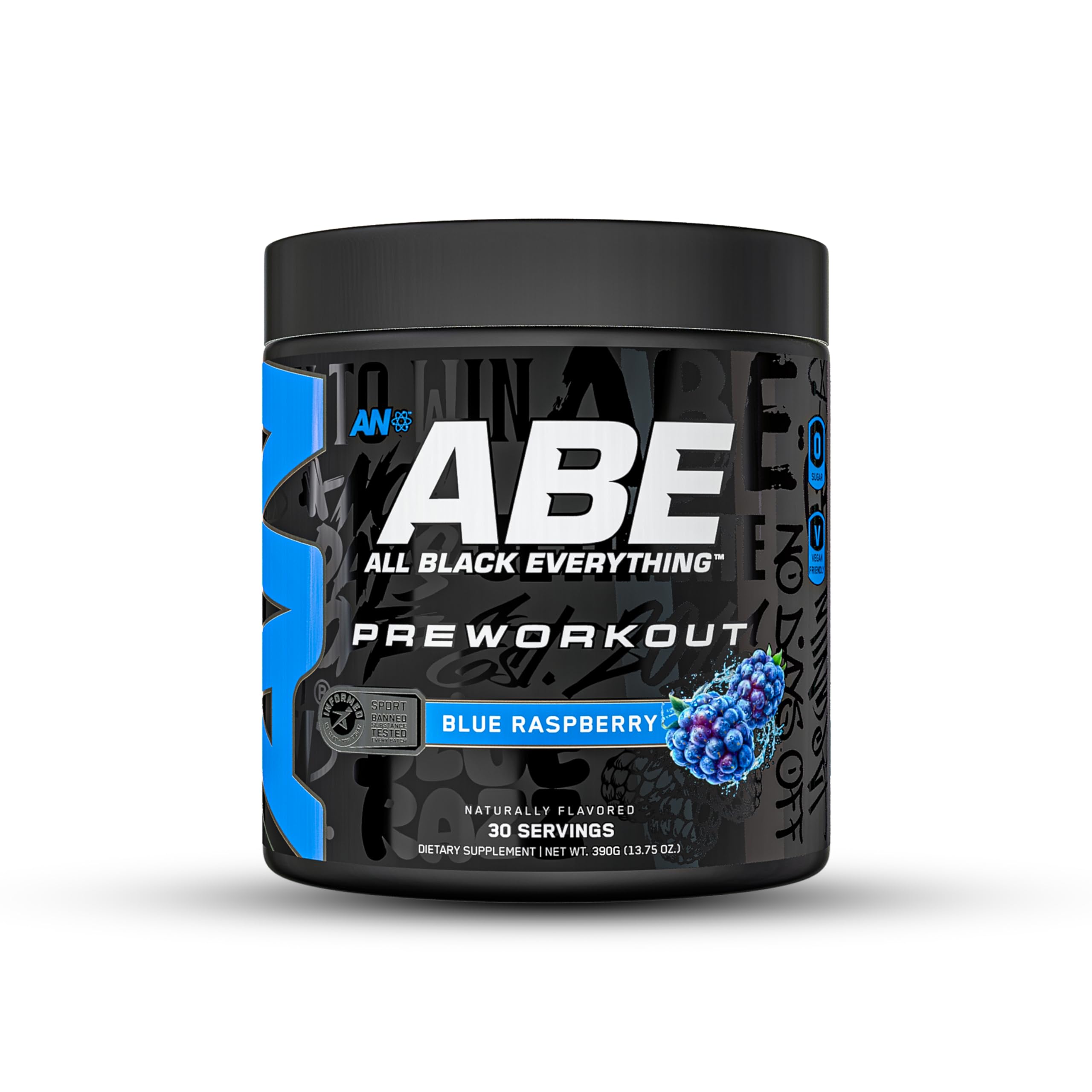 Foto 1 | Polvo para Antes del Entrenamiento Abe All Black Everything Blue Razz- Venta Internacional