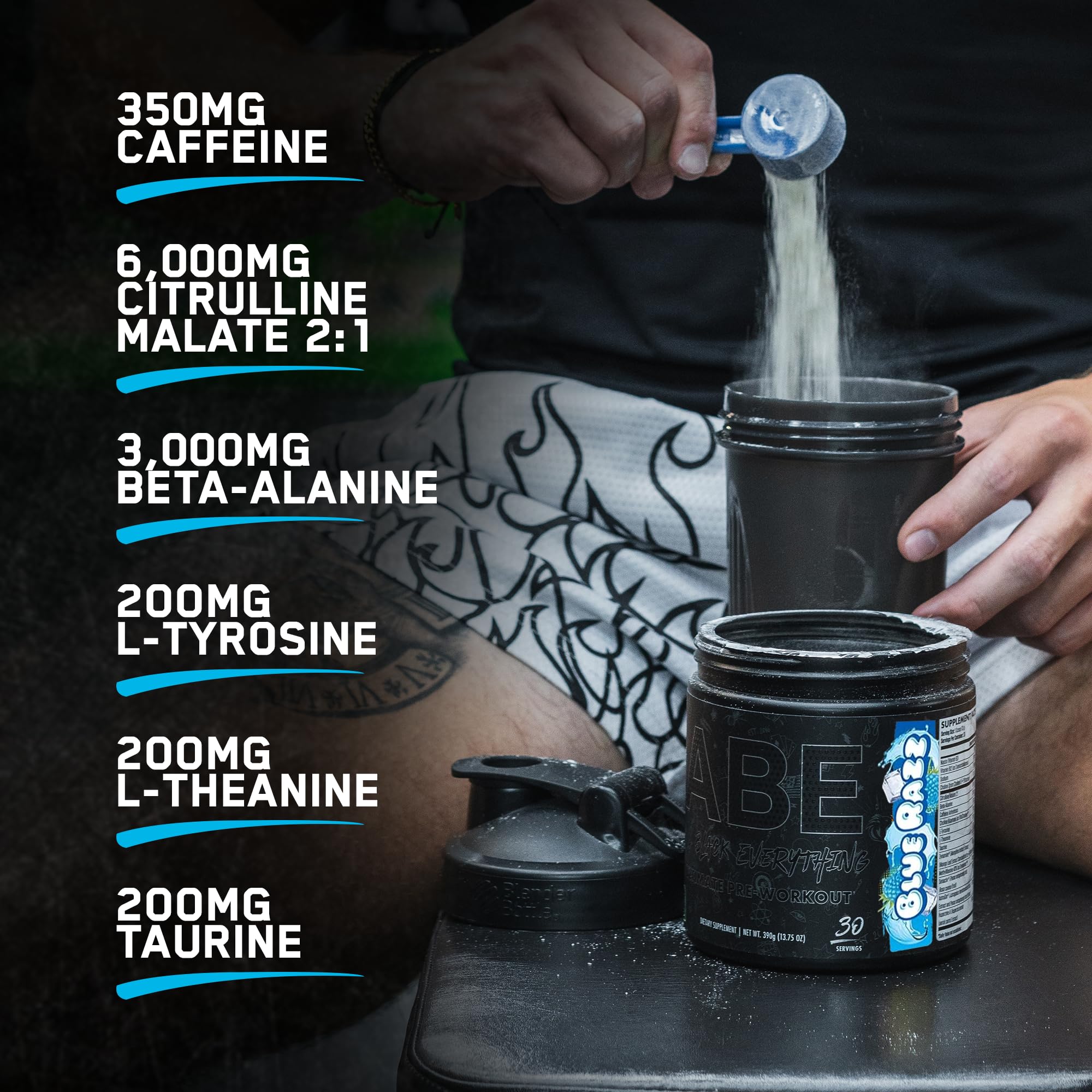 Foto 5 pulgar | Polvo para Antes del Entrenamiento Abe All Black Everything Blue Razz- Venta Internacional