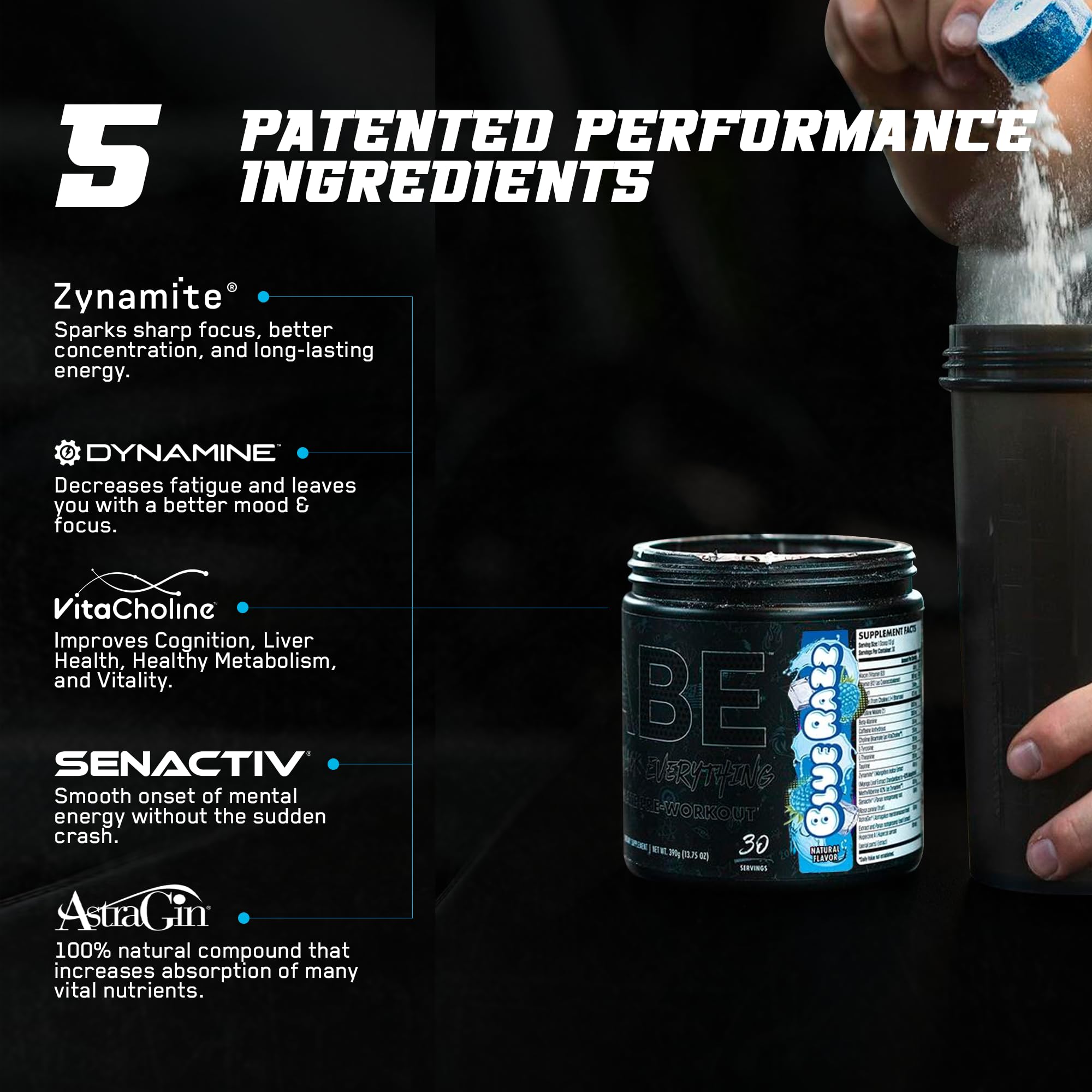 Foto 6 pulgar | Polvo para Antes del Entrenamiento Abe All Black Everything Blue Razz- Venta Internacional