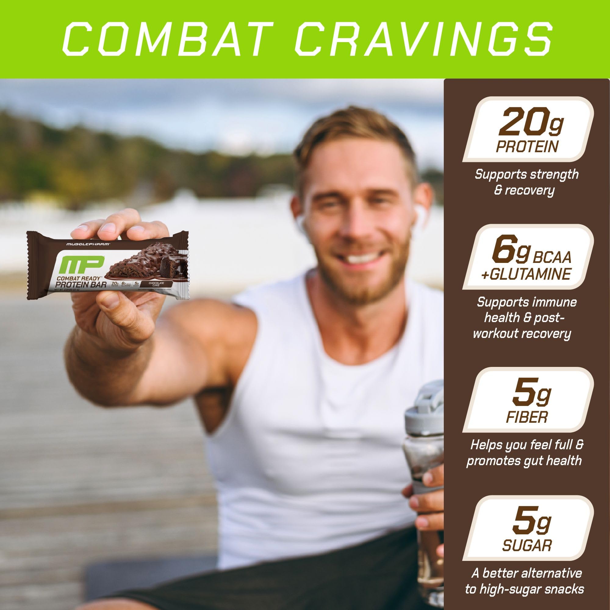 Foto 3 | Barras De Proteína Musclepharm Combat Ready Chocolate 80 G 4 Barras - Venta Internacional.