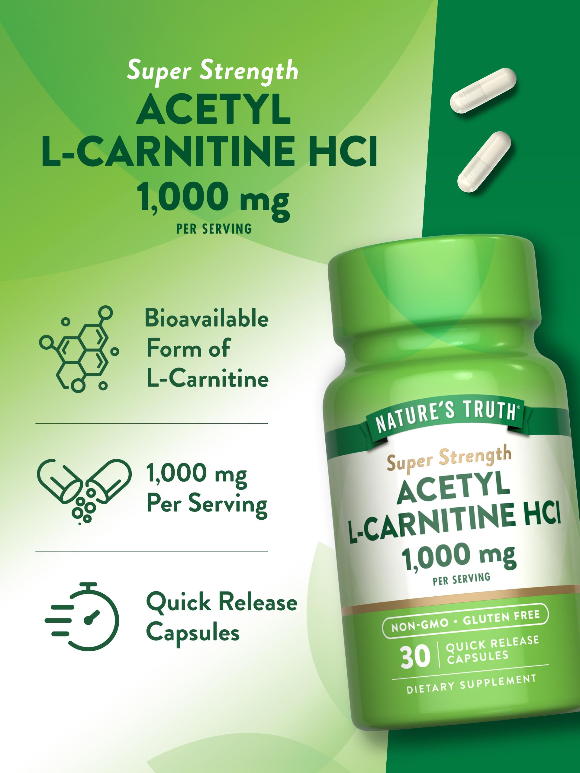 Foto 6 pulgar | Suplemento Nature's Truth Acetil L-carnitina 1000 Mg 30 Cápsulas - Venta Internacional.
