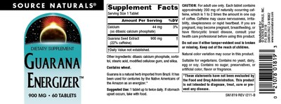 Foto 4 | Supplement Source Naturals Guarana Energizer 900 Mg 60 Comprimidos - Venta Internacional.