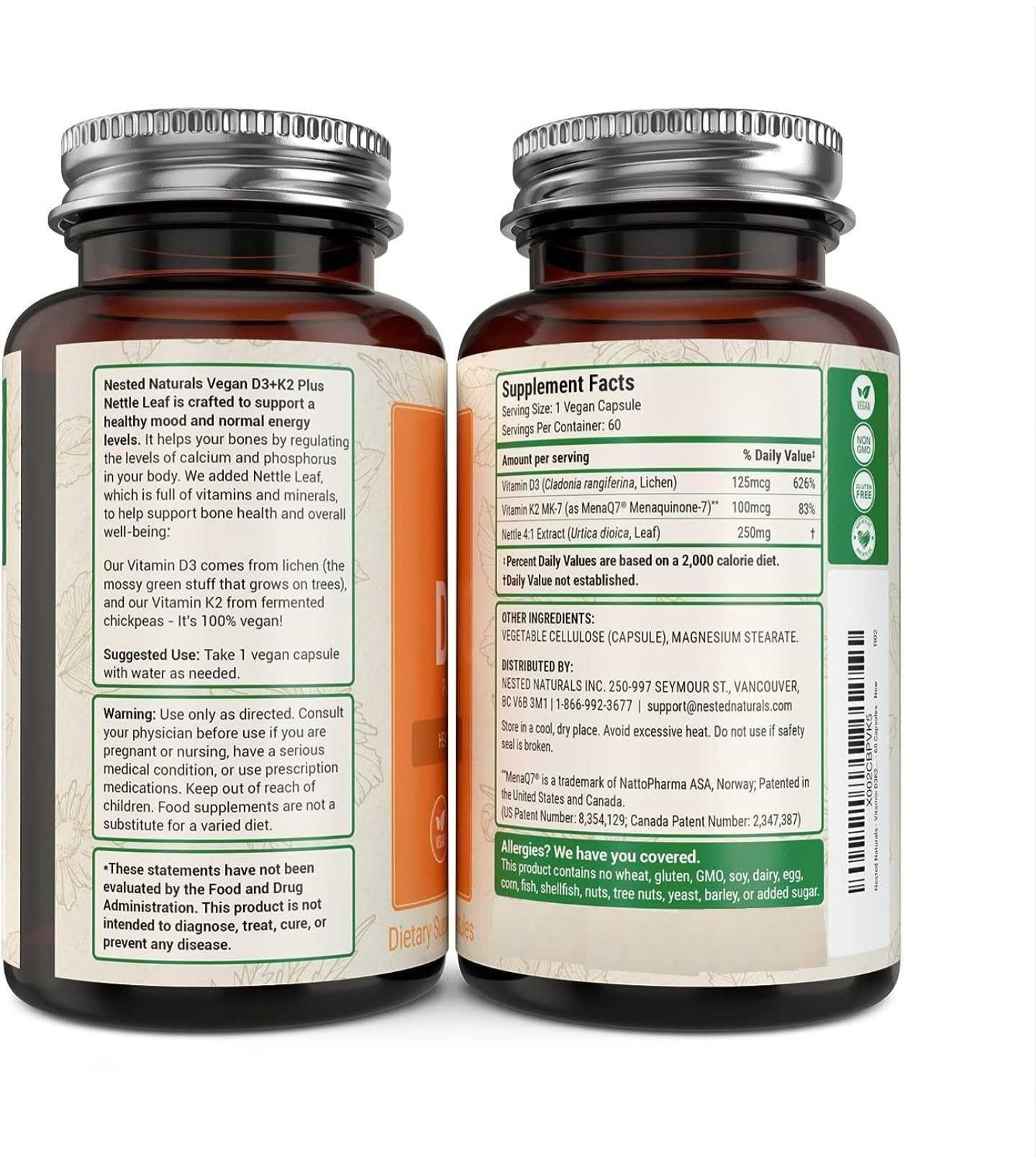 Foto 3 pulgar | Suplemento De Vitamina D3+k2 De Nested Naturals 5000 Ui/100 Mcg - Venta Internacional.