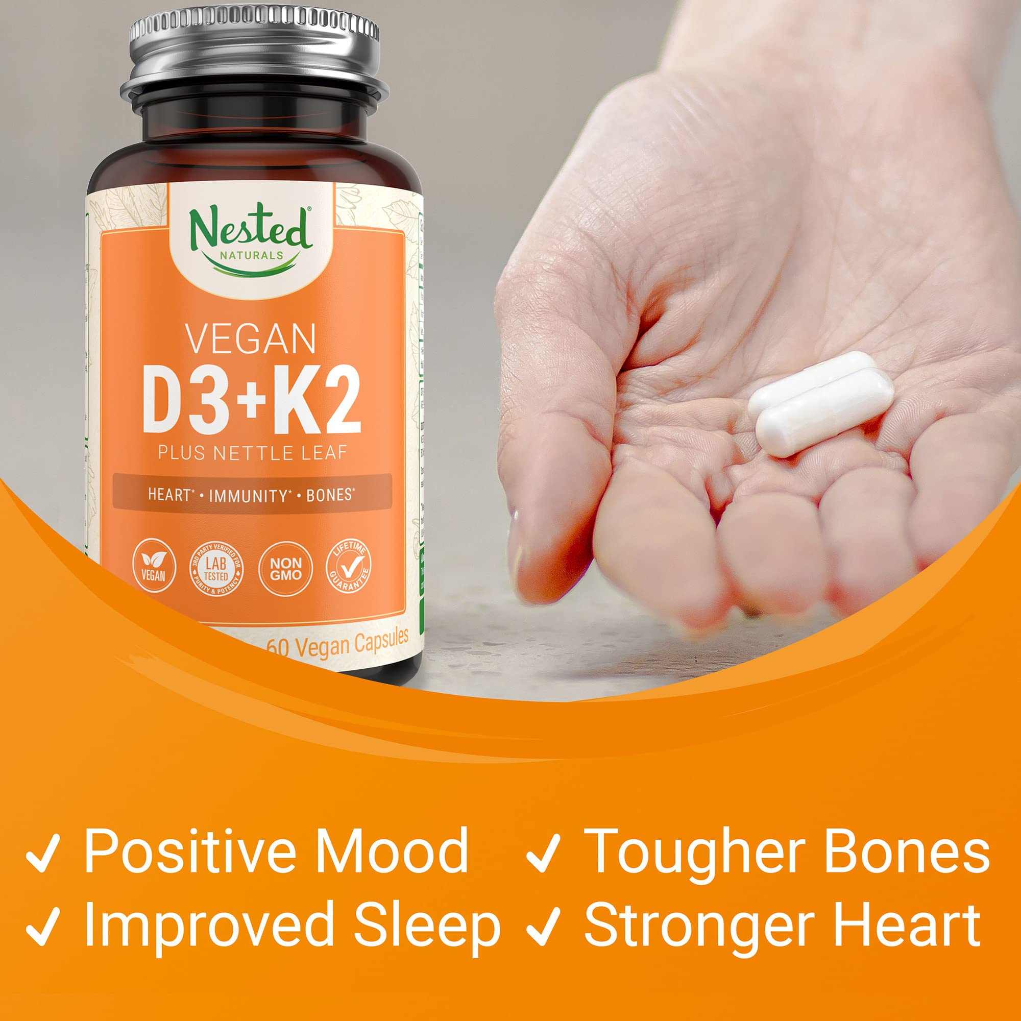 Foto 5 pulgar | Suplemento De Vitamina D3+k2 De Nested Naturals 5000 Ui/100 Mcg - Venta Internacional.