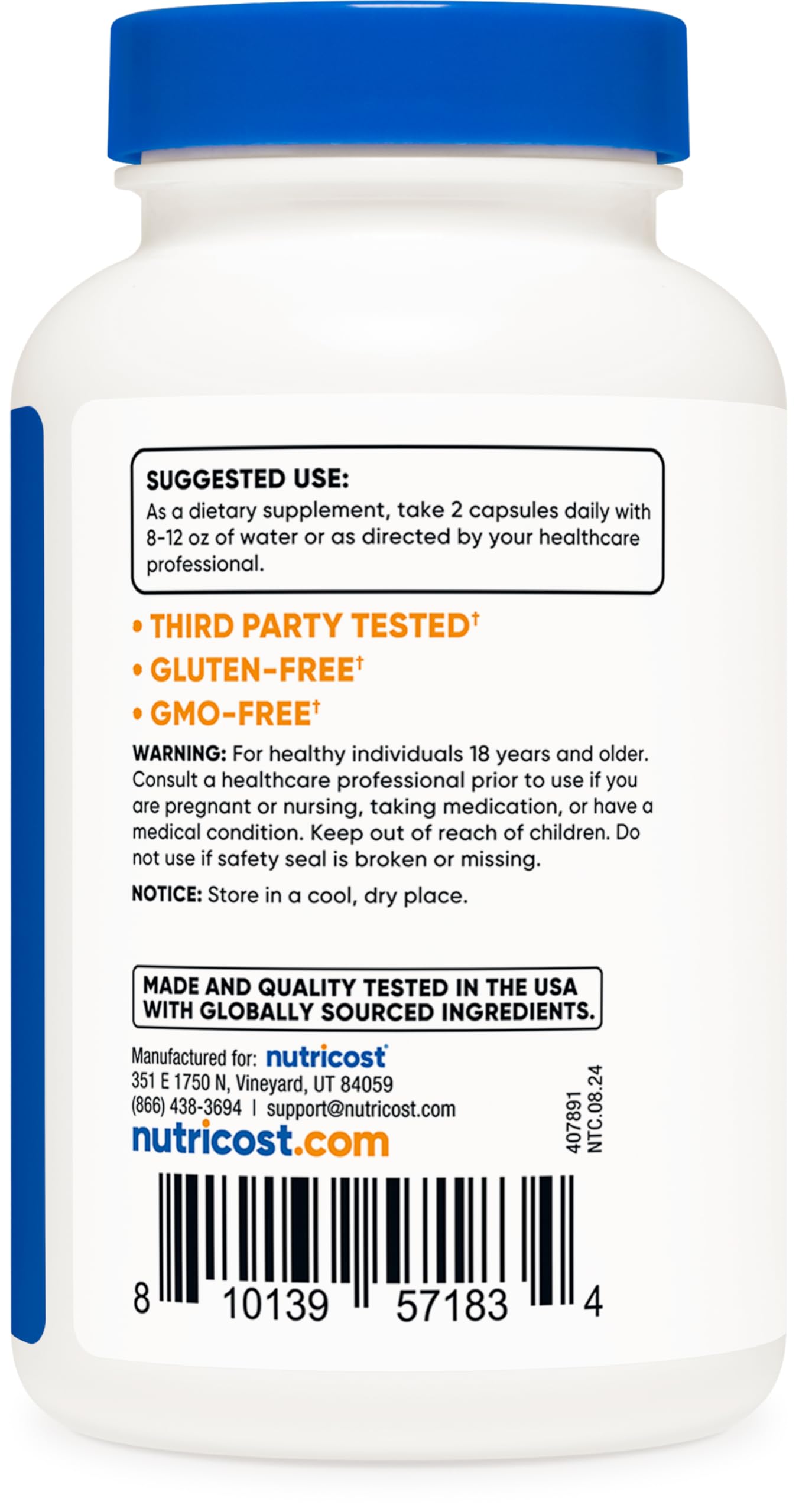 Foto 4 | Suplemento Nutricost Triple Magnesio Complex 300 Mg 120 Cápsulas - Venta Internacional.