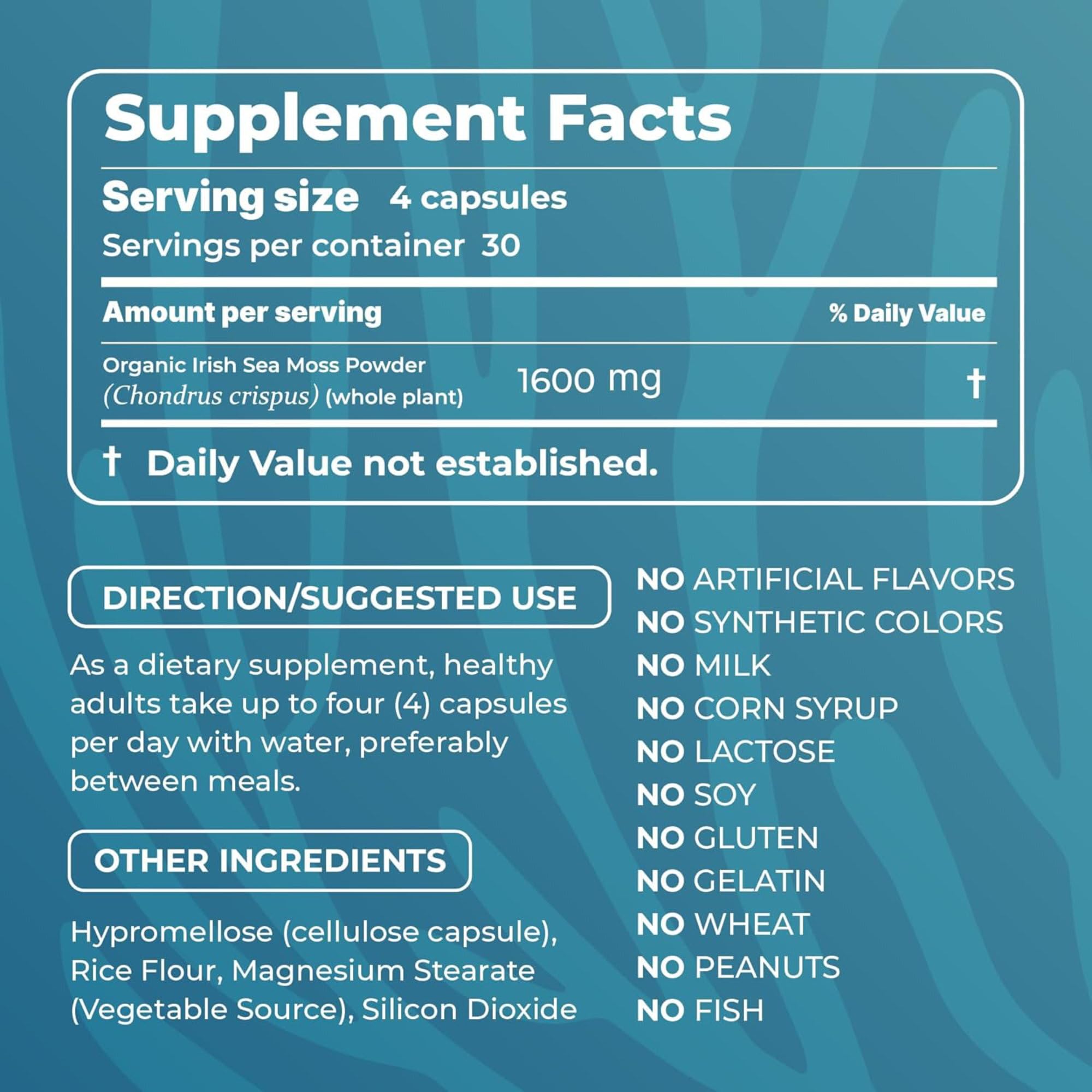 Foto 3 pulgar | Suplemento Trueseamoss  Cápsulas De Musgo Marino Irlandés  120 X 1600 Mg - Venta Internacional.