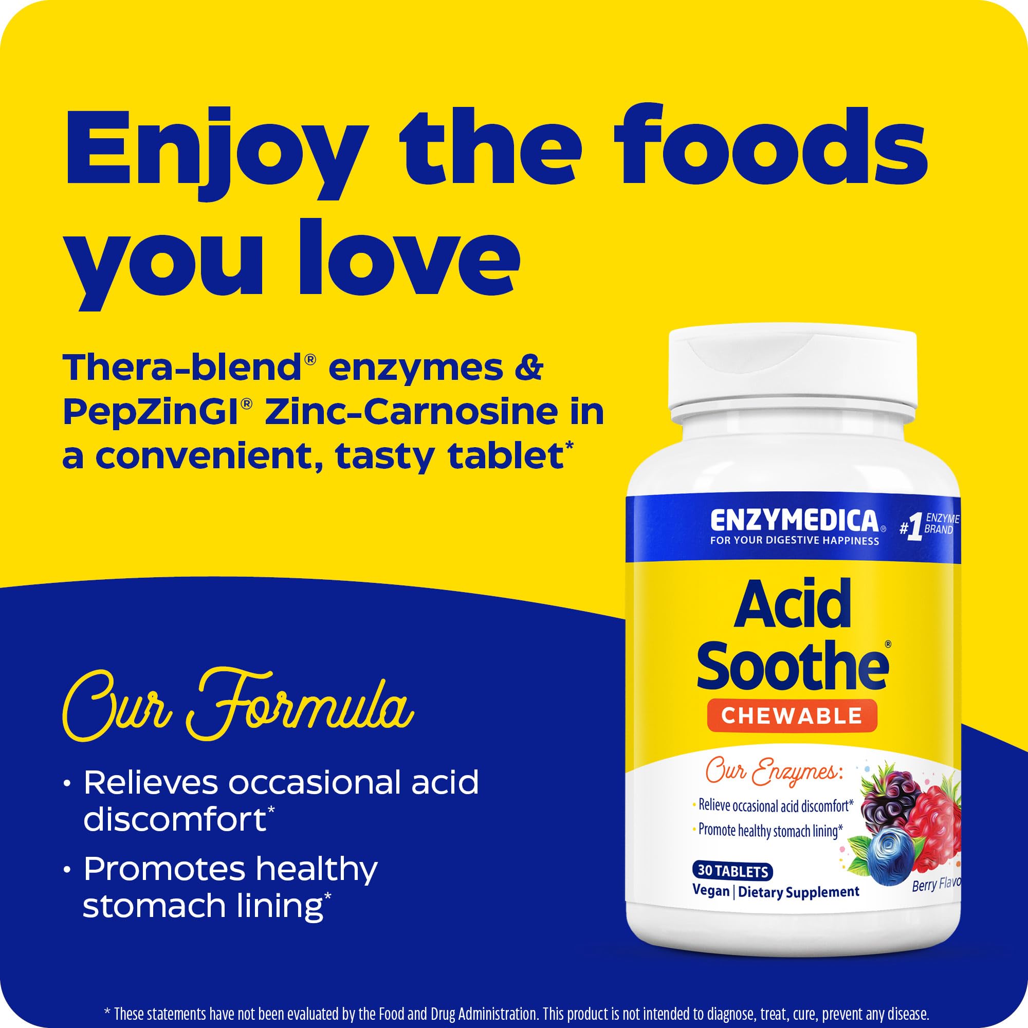 Foto 5 pulgar | Suplemento Enzymedica Masticable Acid Sothe 30 Comprimidos - Venta Internacional.