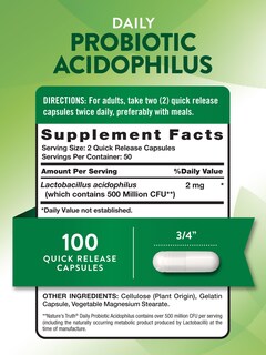 Foto 2 | Probióticos Nature's Truth 500 Millones De Cfu 100 Cápsulas - Venta Internacional.