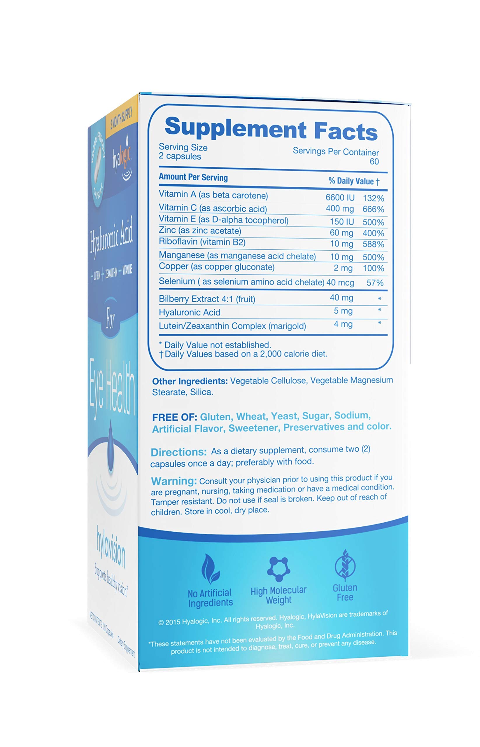 Foto 3 pulgar | Suplementos Para La Salud Ocular Hyalogic Hylavision 120 Cápsulas - Venta Internacional.
