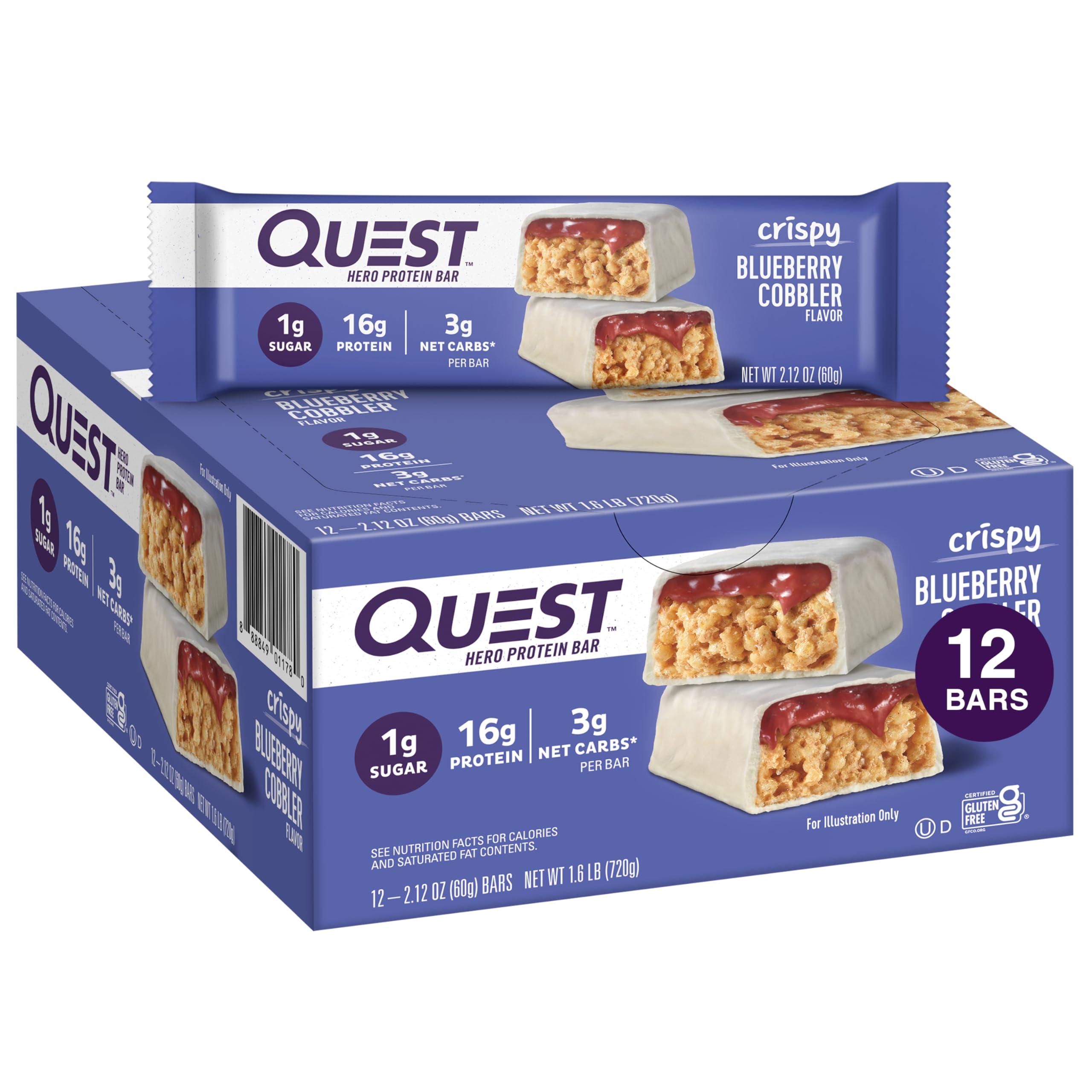 Foto 2 pulgar | Tarta Crujiente De Arándanos Protein Bar Quest Nutrition  12 X 16 G - Venta Internacional.