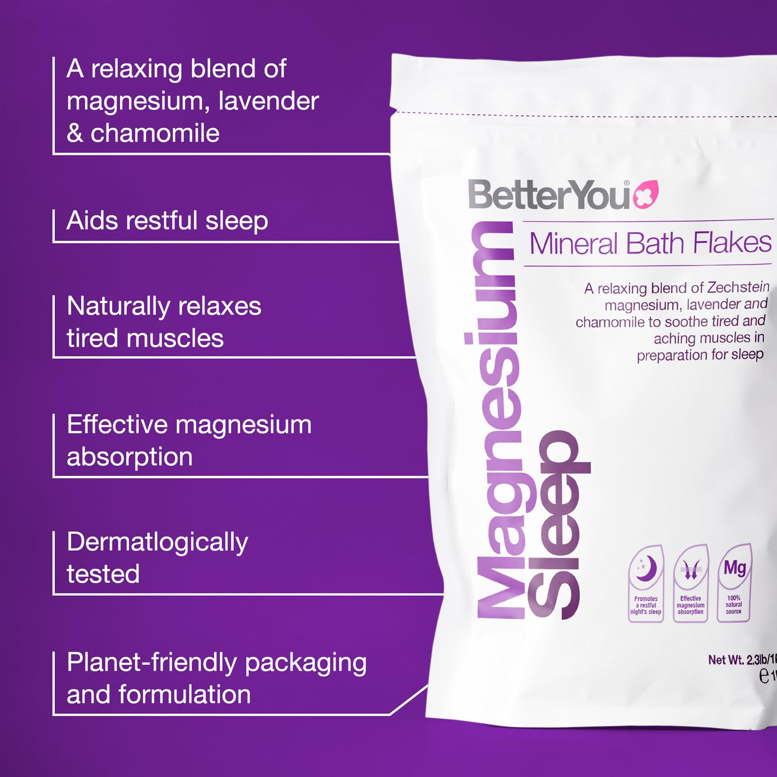 Foto 3 | Flakes Bundle Betteryou Magnesium Flakes Y Sal De Baño Para Dormir - Venta Internacional.