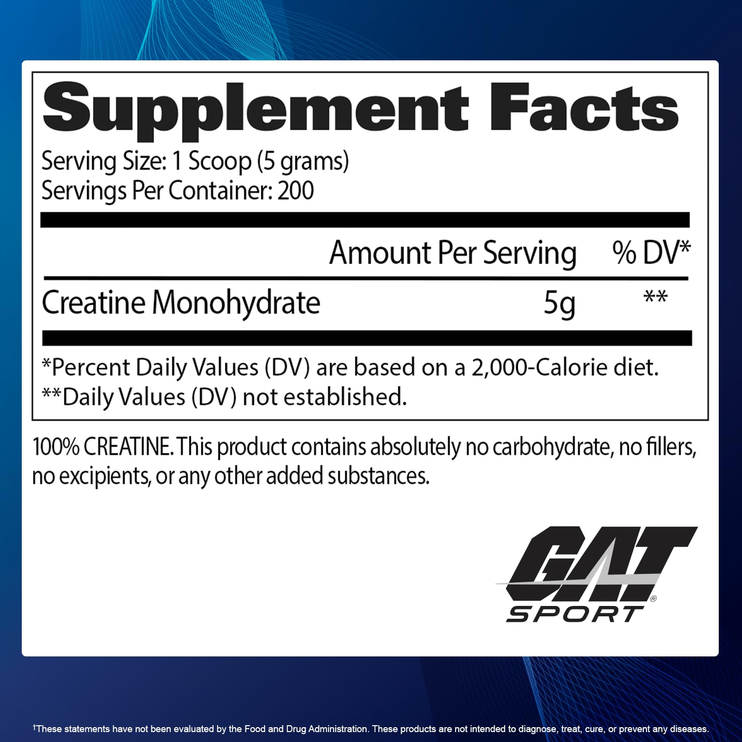 Foto 3 pulgar | Suplemento Gat Sport Monohidrato de Creatina en Polvo 1000 gr - Venta Internacional