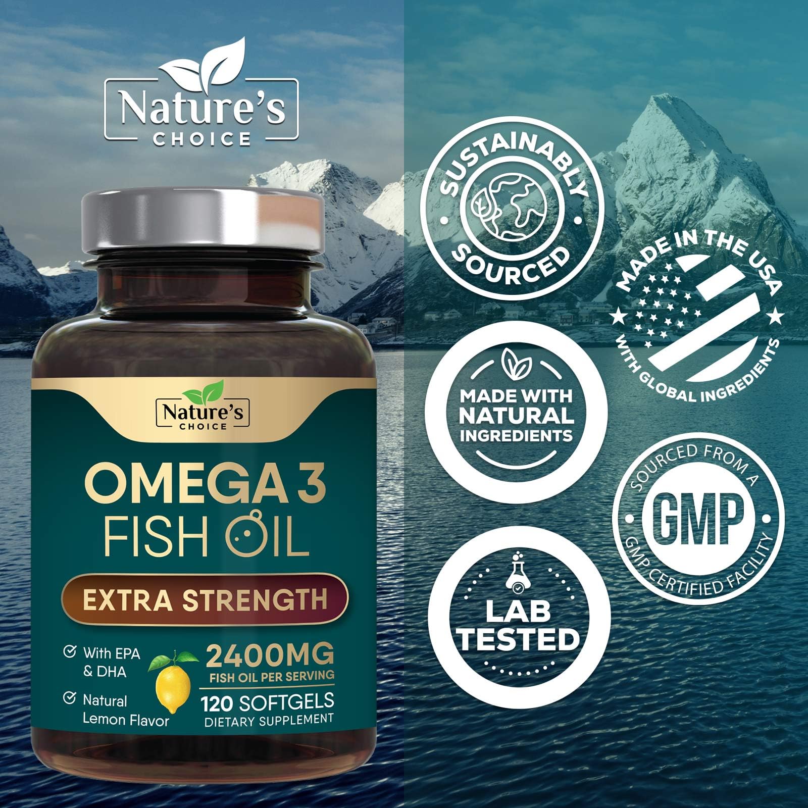 Foto 5 pulgar | Suplemento De Aceite De Pescado Omega 3 Nature's Choice 2400 Mg 120 Cápsulas Blandas - Venta Internacional.