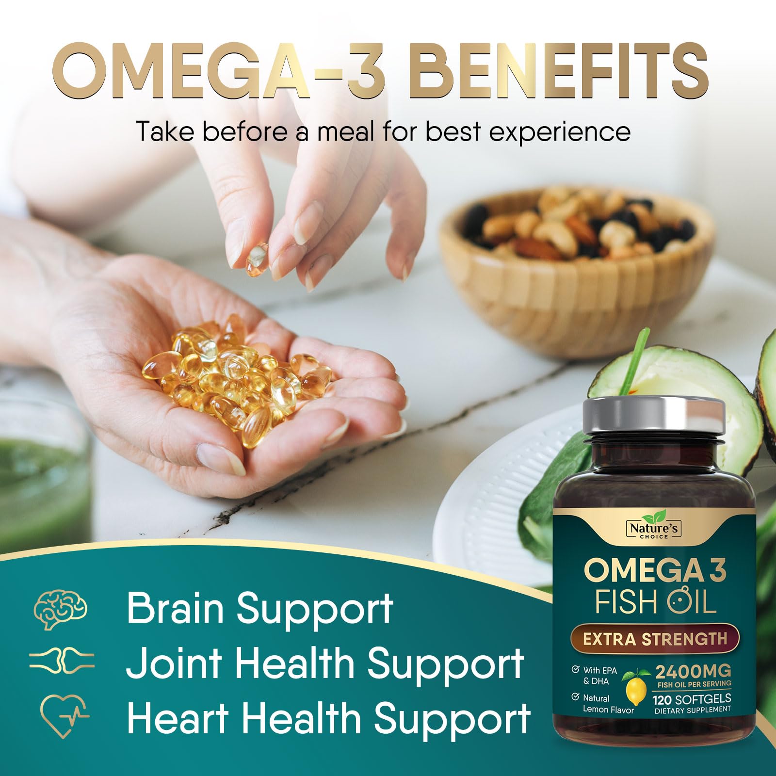 Foto 8 pulgar | Suplemento De Aceite De Pescado Omega 3 Nature's Choice 2400 Mg 120 Cápsulas Blandas - Venta Internacional.