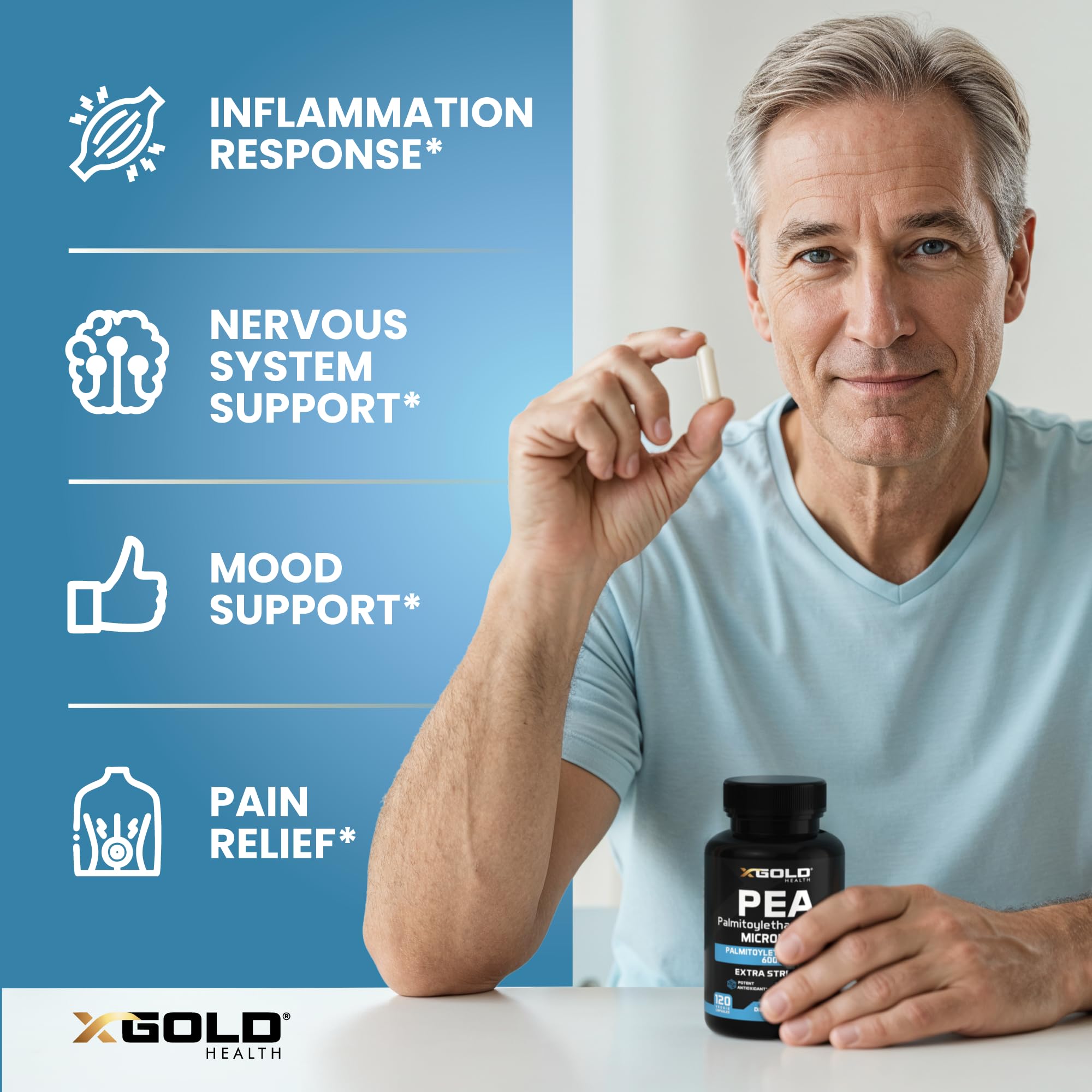 Foto 4 | Suplemento X Gold Health Palmitoiletanolamida Pea 600 Mg - Venta Internacional.