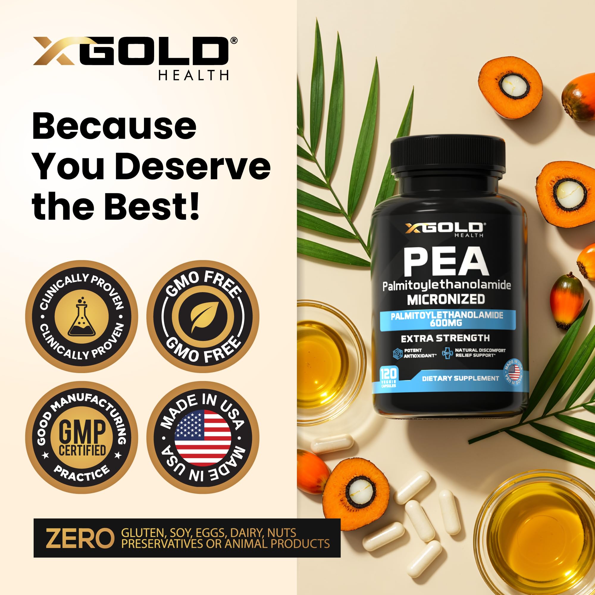 Foto 6 pulgar | Suplemento X Gold Health Palmitoiletanolamida Pea 600 Mg - Venta Internacional.