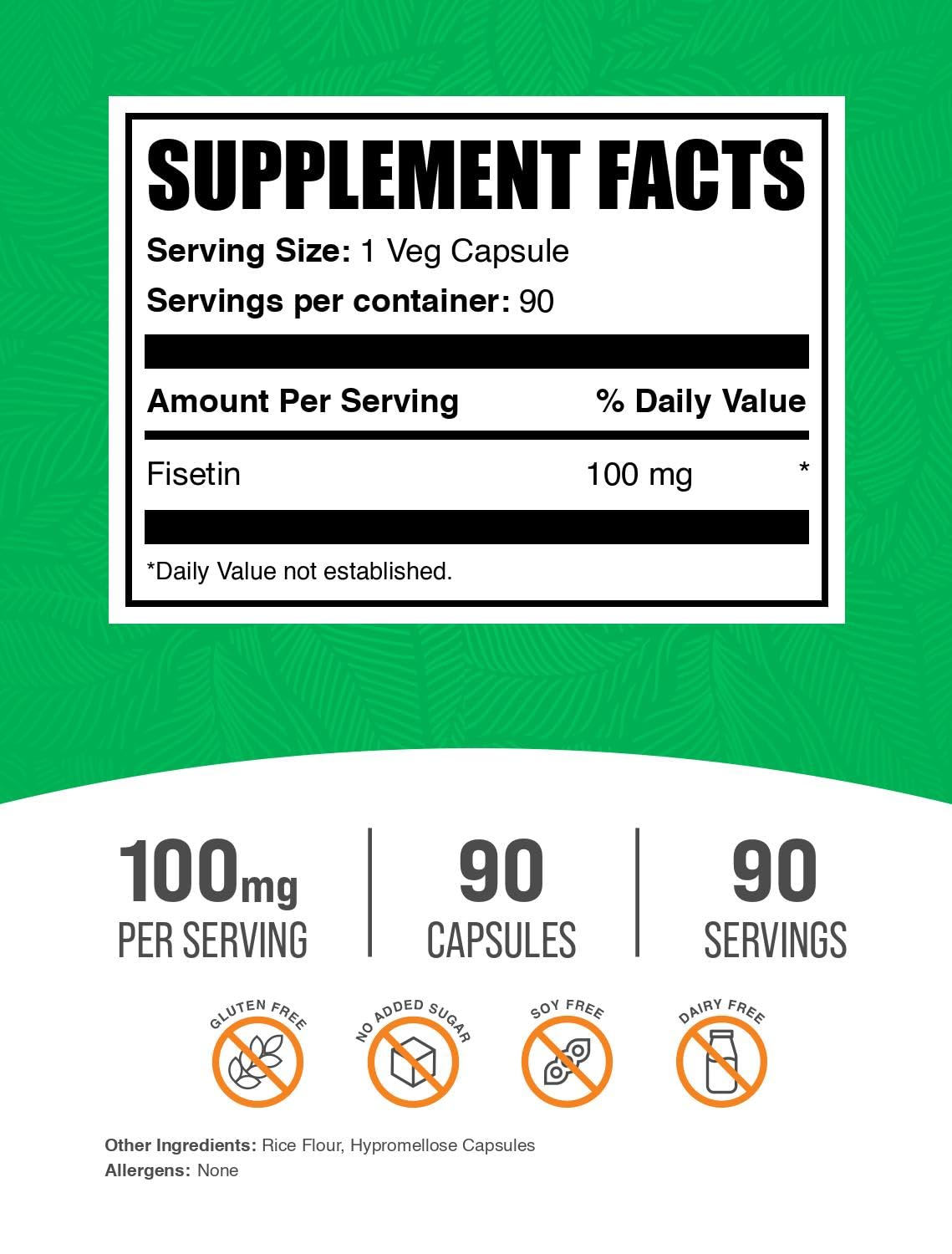 Foto 2 | Suplemento Bulksupplements.com Fisetina 100 Mg 90 Cápsulas Vegetarianas - Venta Internacional.