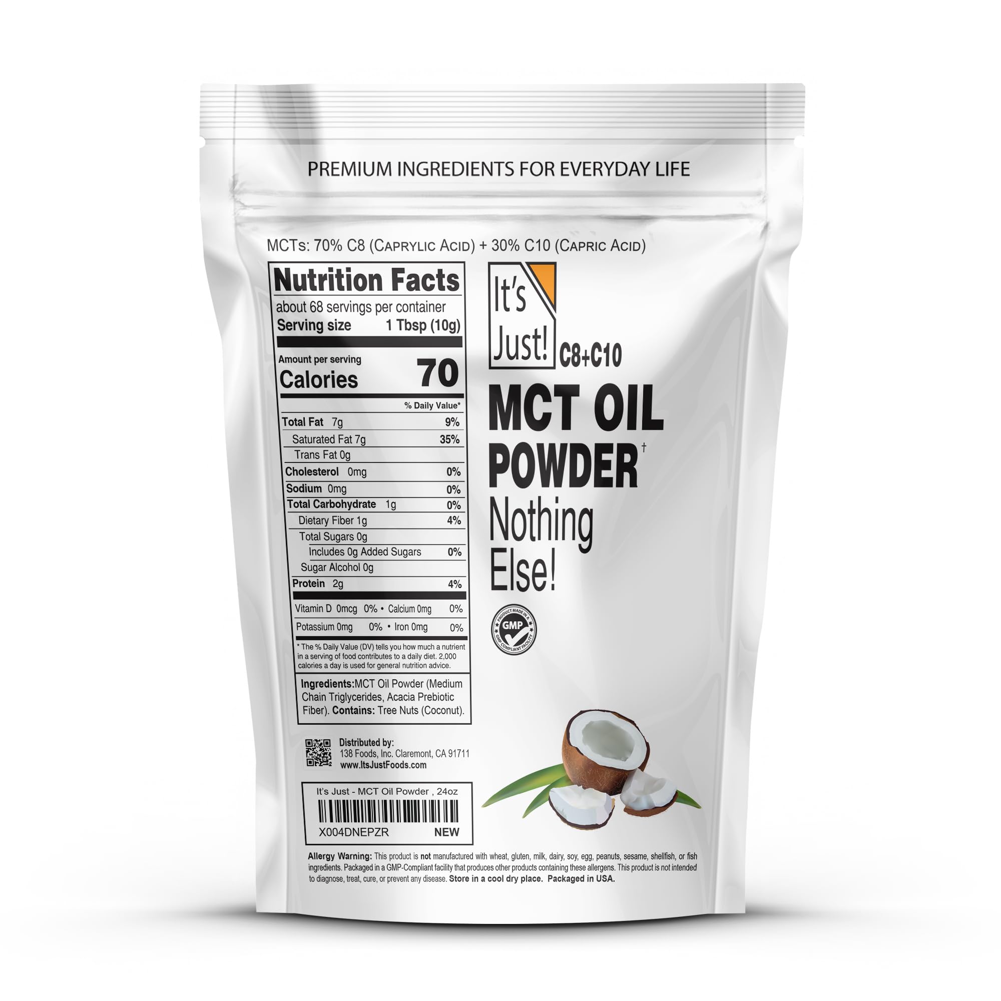 Foto 2 | Aceite Mct En Polvo ¡es Justo! Con Fibra Prebiótica 680 G 70% C8 + 30% C10 - Venta Internacional.