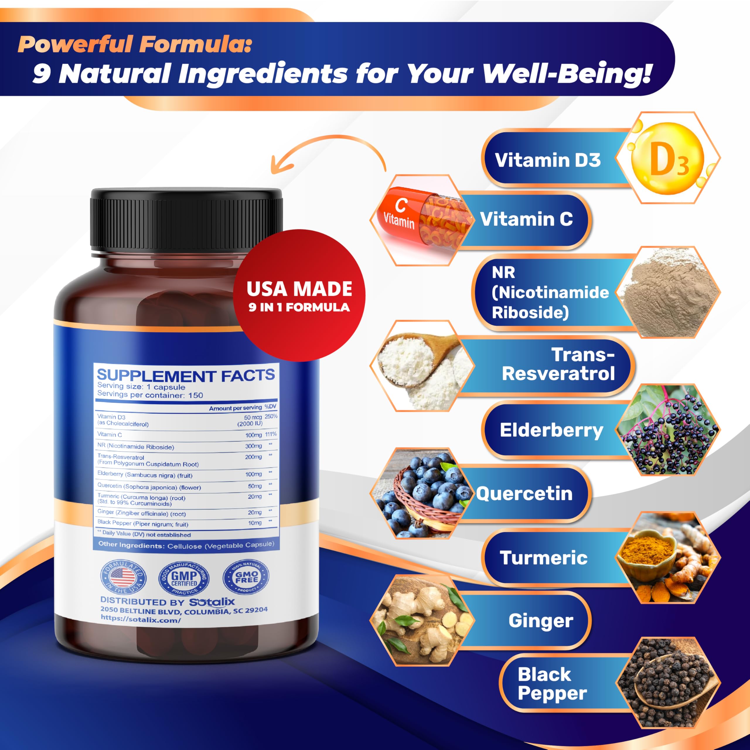 Foto 3 pulgar | Suplemento Sotalix Nad+ Boosting All-in-1 Con Nr Y Resveratrol - Venta Internacional.