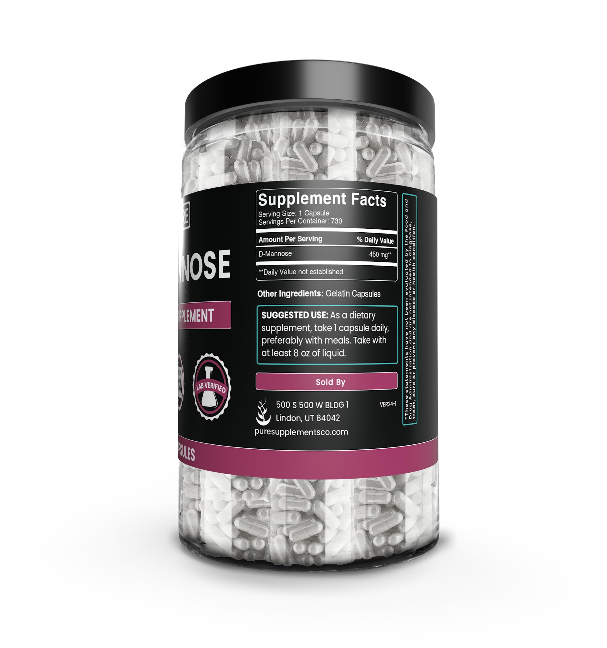 Foto 4 pulgar | Suplementos Dietéticos Ingredientes Originales Puros D-manosa 730 Cápsulas - Venta Internacional.