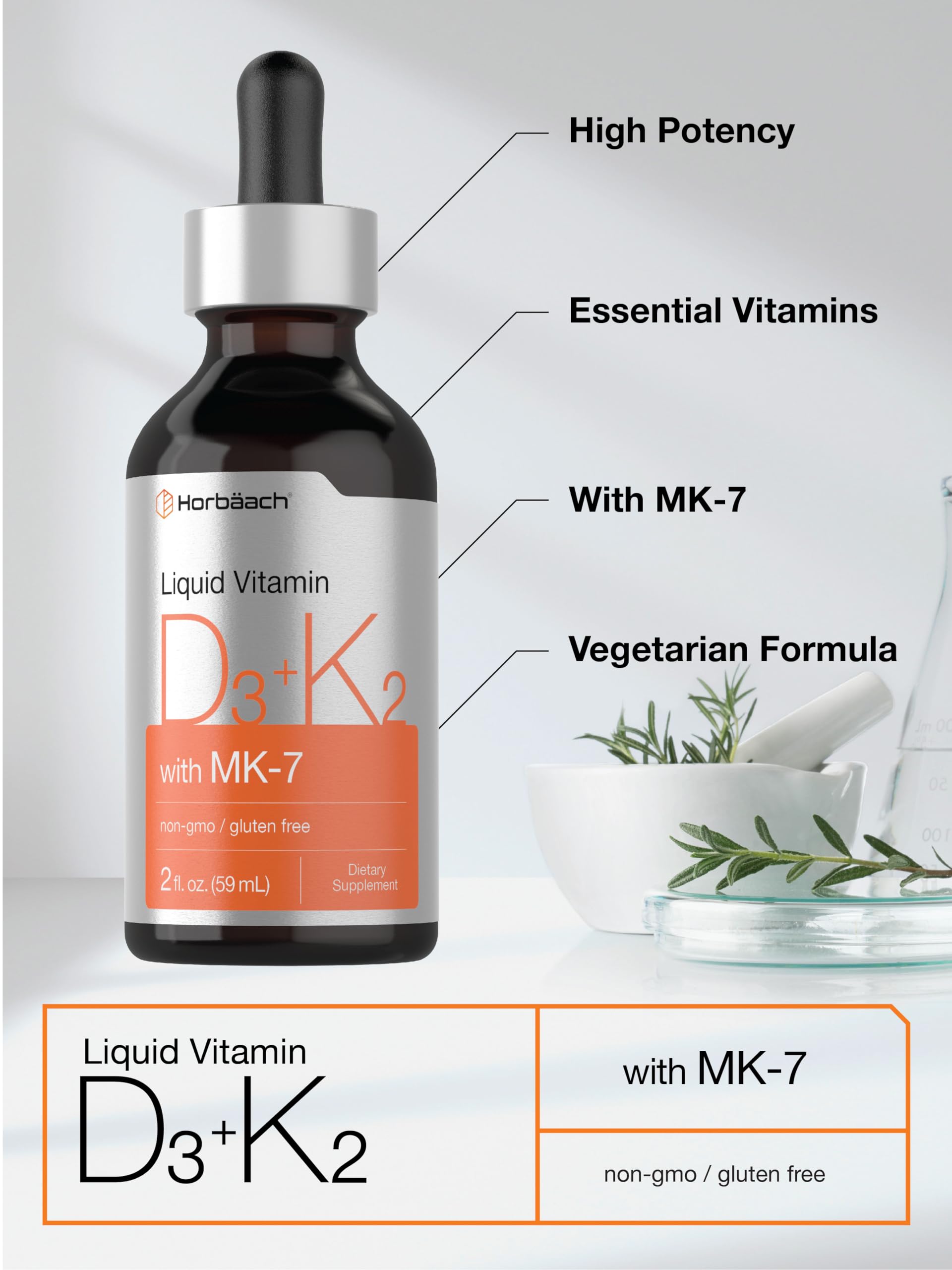 Foto 4 | Suplemento Horbäach De Vitamina D3 K2 En Gotas Líquidas  60 Ml - Venta Internacional.