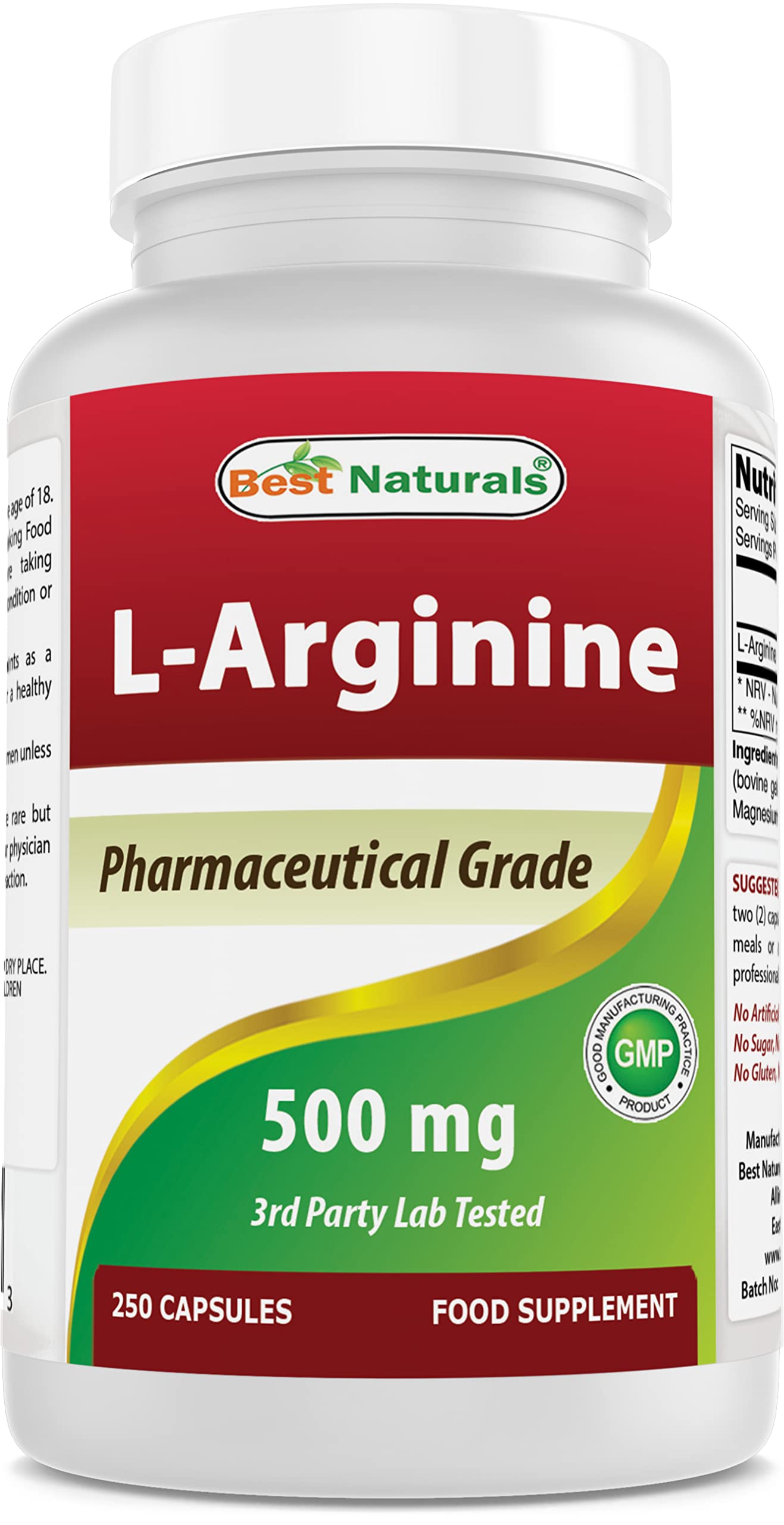 Foto 1 | Suplemento Best Naturals L-arginina 500 Mg 250 Cápsulas - Venta Internacional.