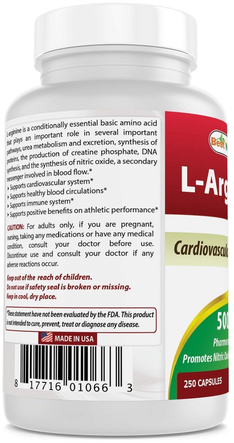 Foto 7 | Suplemento Best Naturals L-arginina 500 Mg 250 Cápsulas - Venta Internacional.