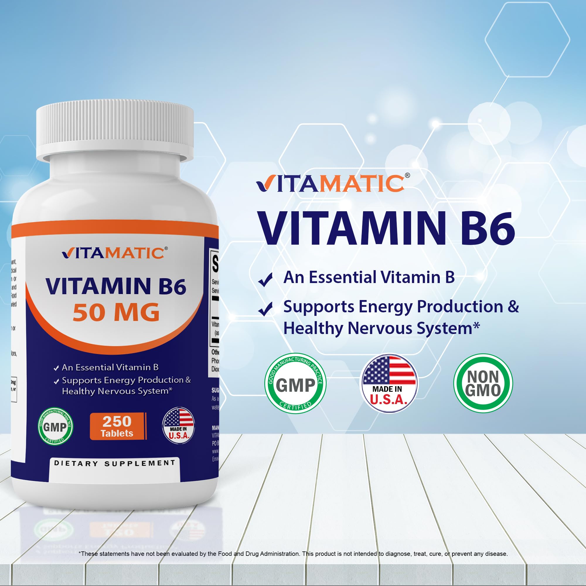 Foto 8 pulgar | Suplemento Vitamático De Vitamina B6 50 Mg 250 Comprimidos Vegetariano - Venta Internacional.