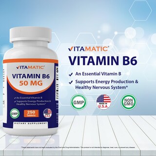 Foto 7 | Suplemento Vitamático De Vitamina B6 50 Mg 250 Comprimidos Vegetariano - Venta Internacional.